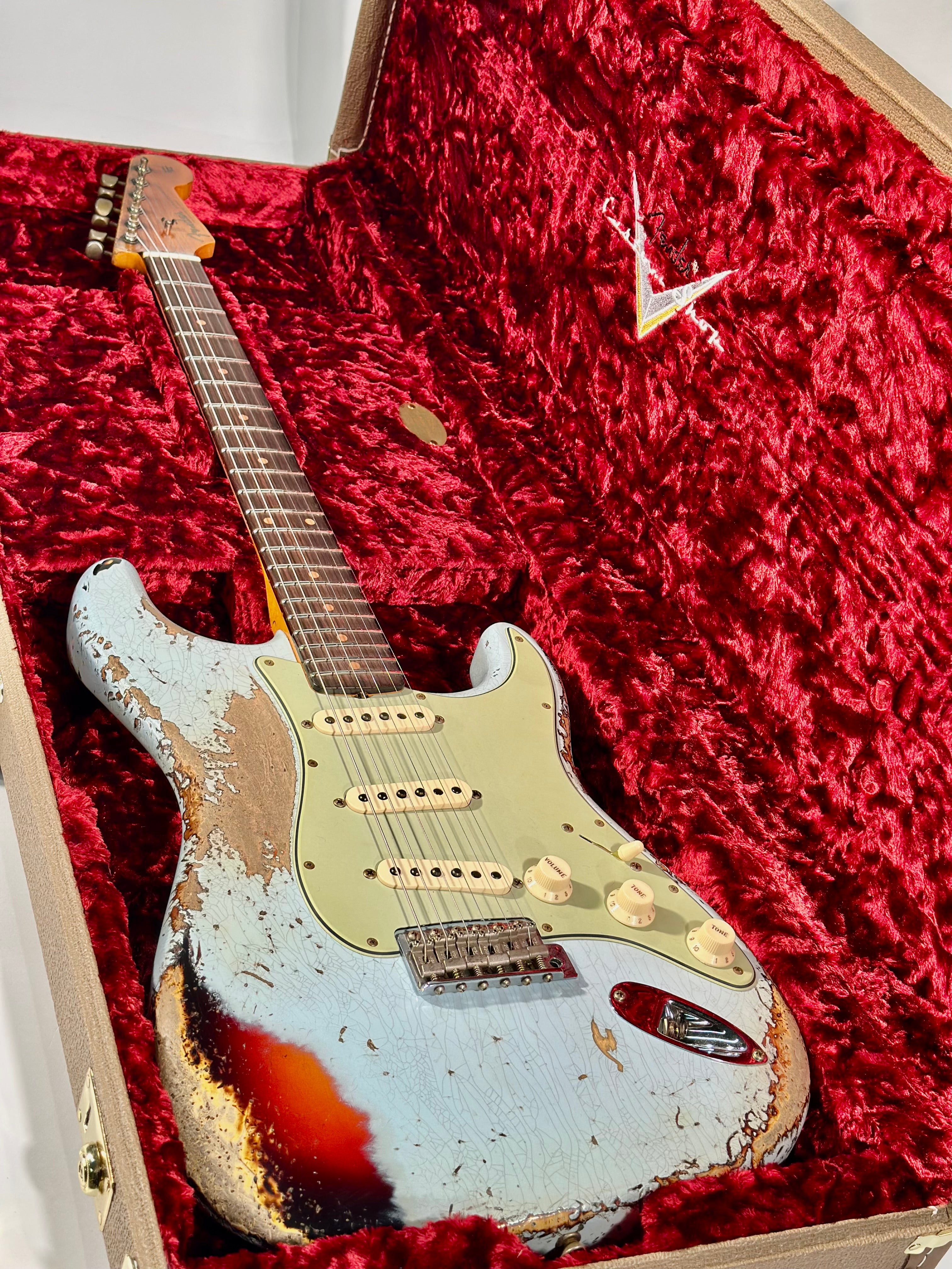 Fender Custom Shop Limited Edition 1961 Stratocaster Super Heavy Relic, Aged Sonic Blue Over 3-Tone Sunburst