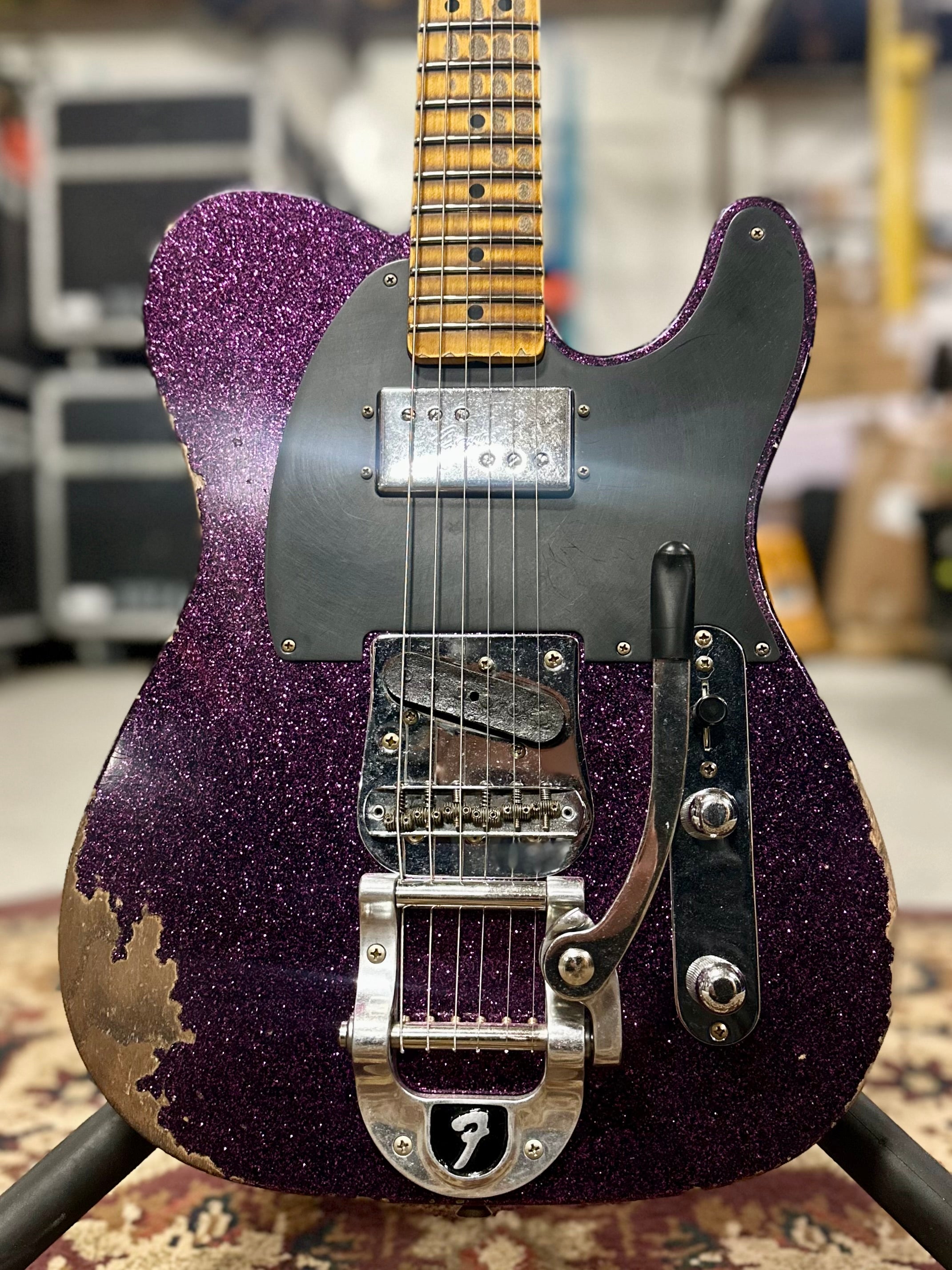 Fender Custom Shop CuNiFe Blackguard Bigsby Telecaster Heavy Relic, Maple Neck, Magenta Sparkle