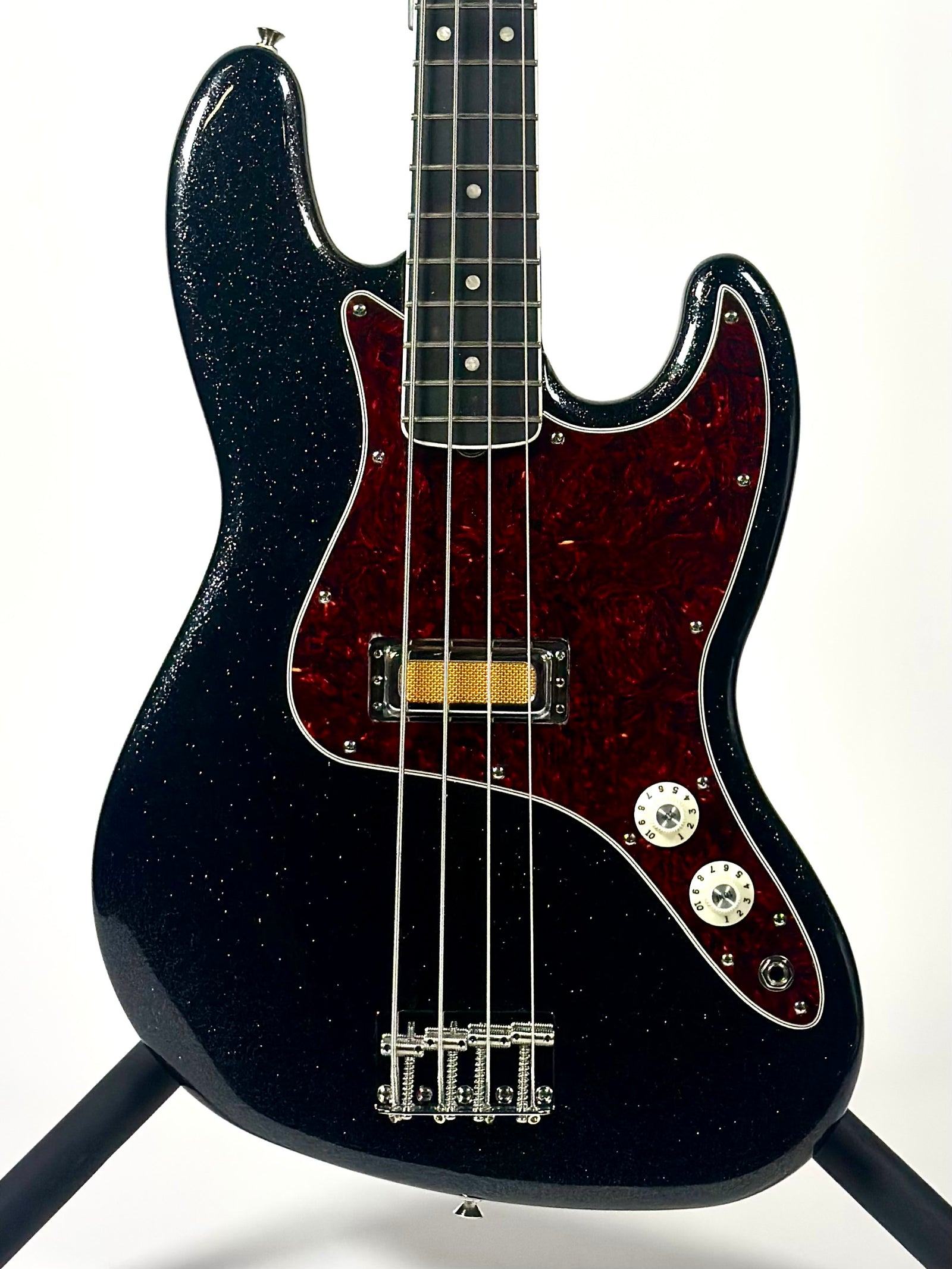 Fender Limited Edition Gold Foil Jazz Electric Bass, Black Sparkle