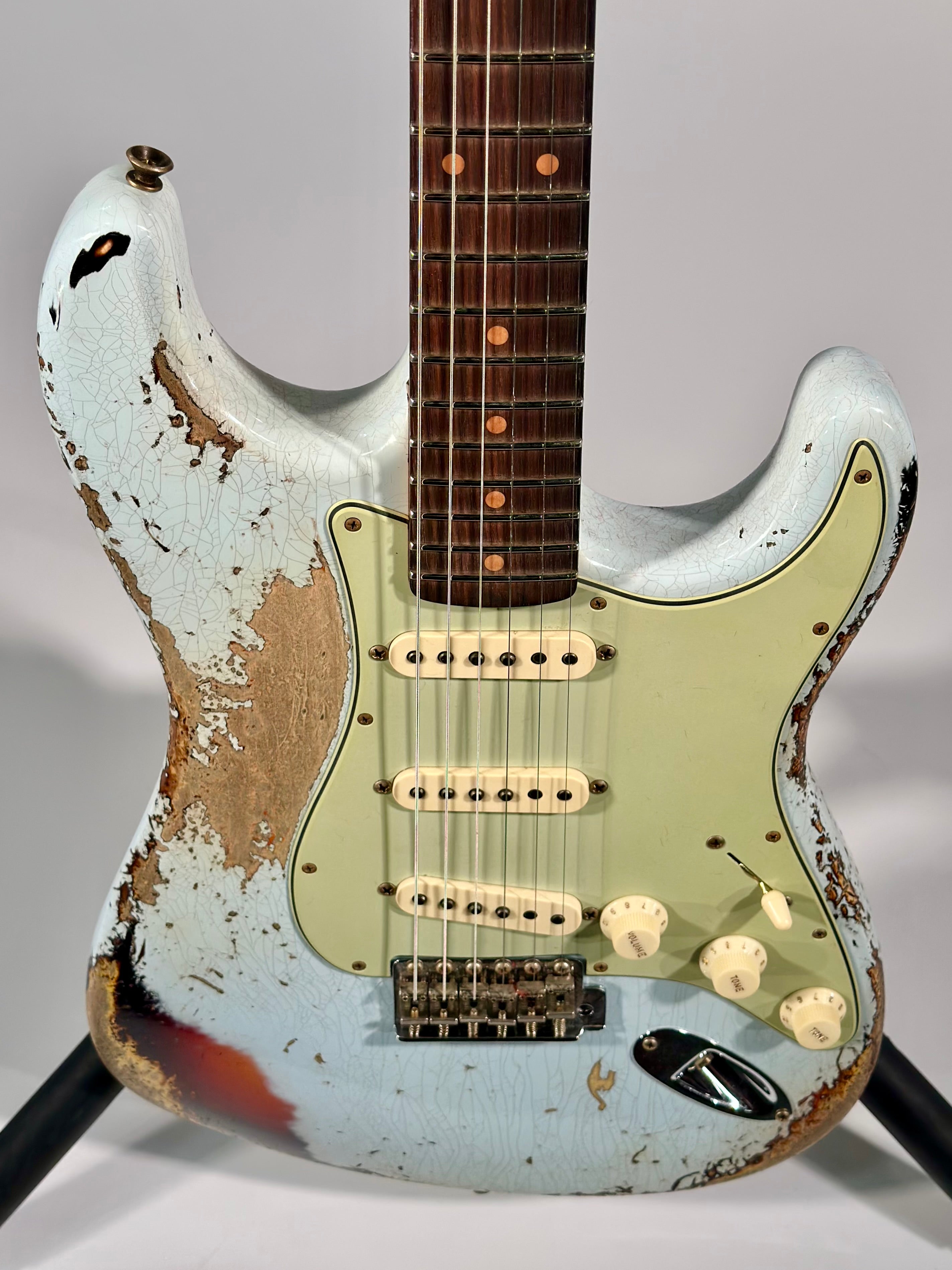 Fender Custom Shop Limited Edition 1961 Stratocaster Super Heavy Relic, Aged Sonic Blue Over 3-Tone Sunburst