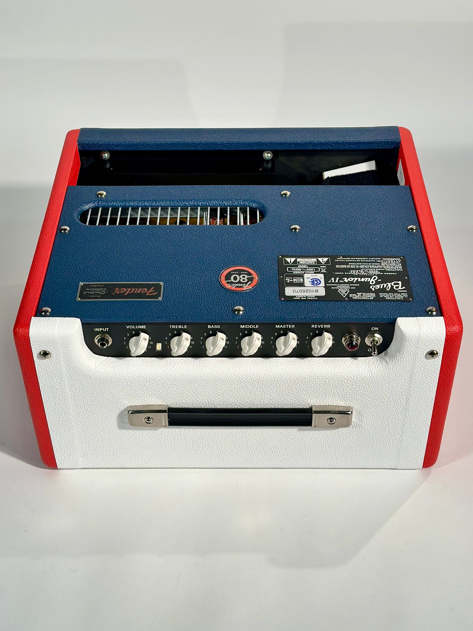 Fender Blues Junior IV Color Trio, Eminence Cannabis Rex, Red, White and Blue