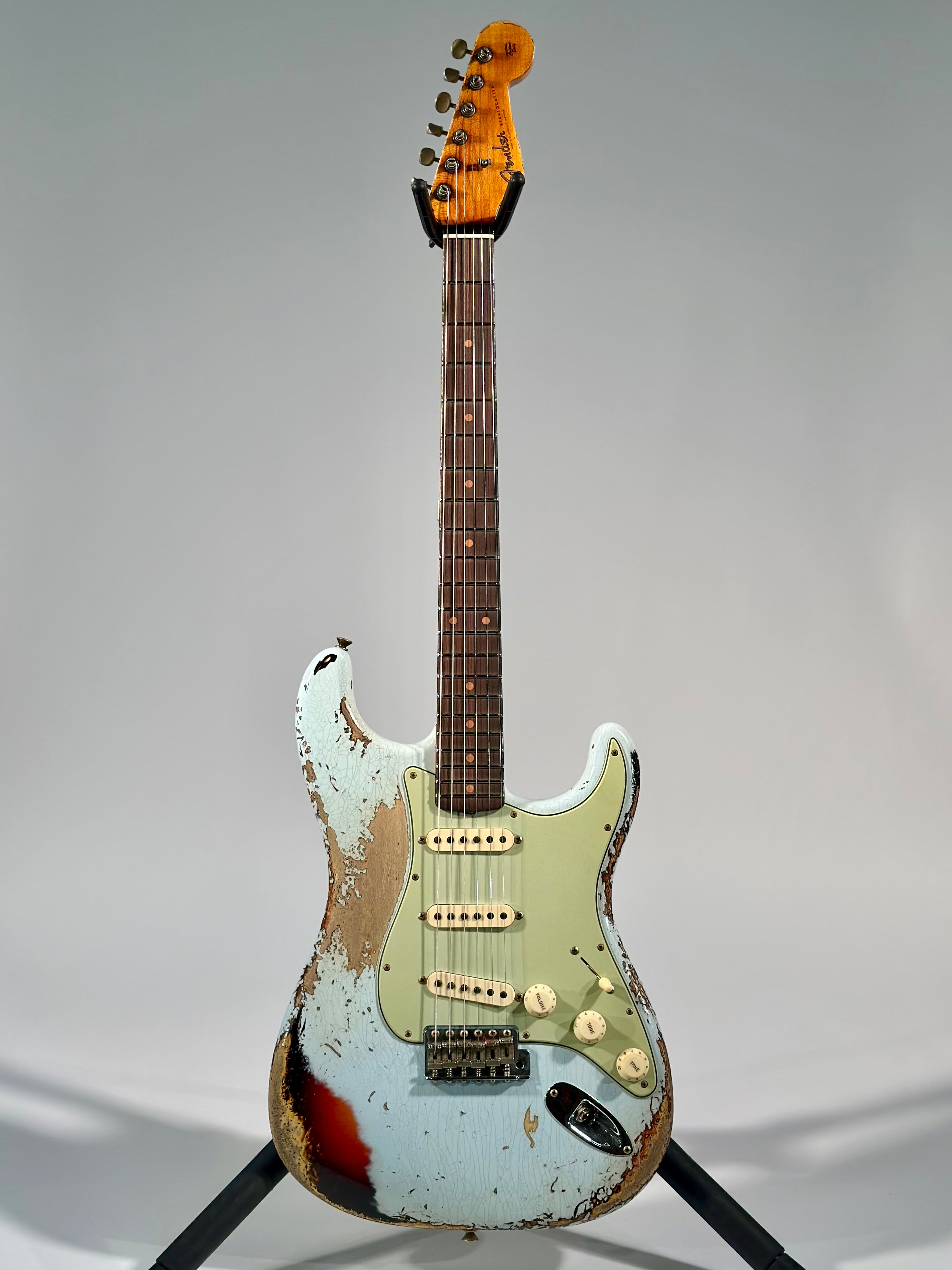 Fender Custom Shop Limited Edition 1961 Stratocaster Super Heavy Relic, Aged Sonic Blue Over 3-Tone Sunburst