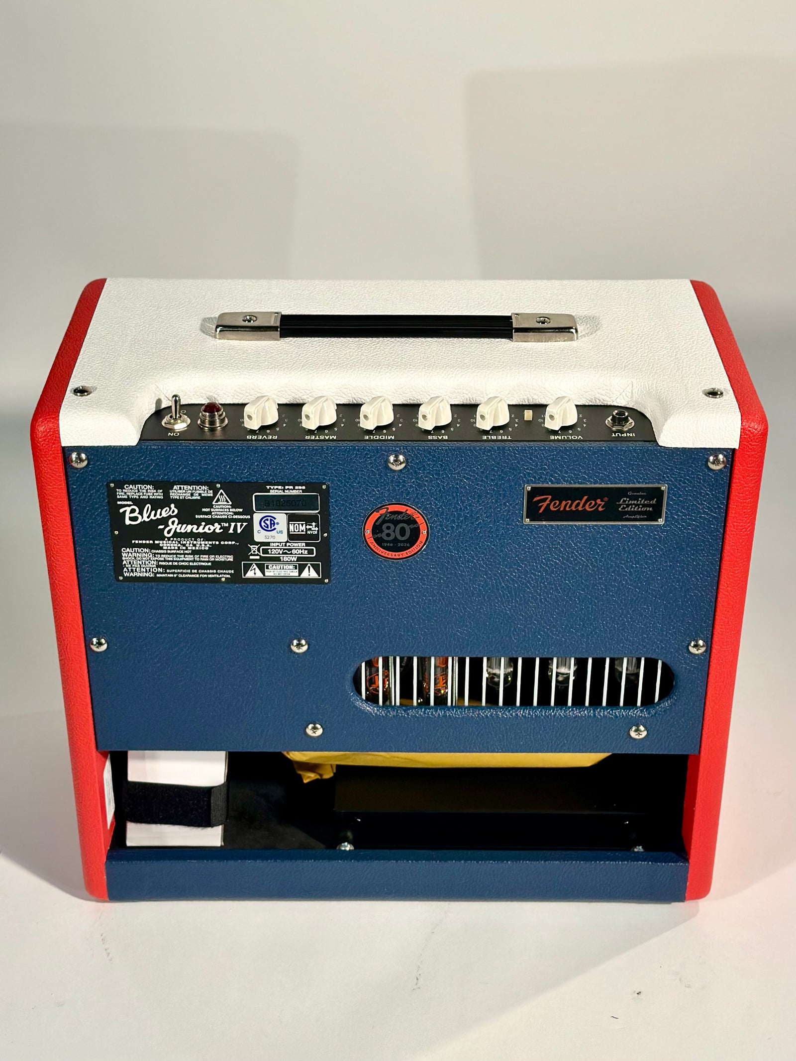 Fender Blues Junior IV Color Trio, Eminence Cannabis Rex, Red, White and Blue