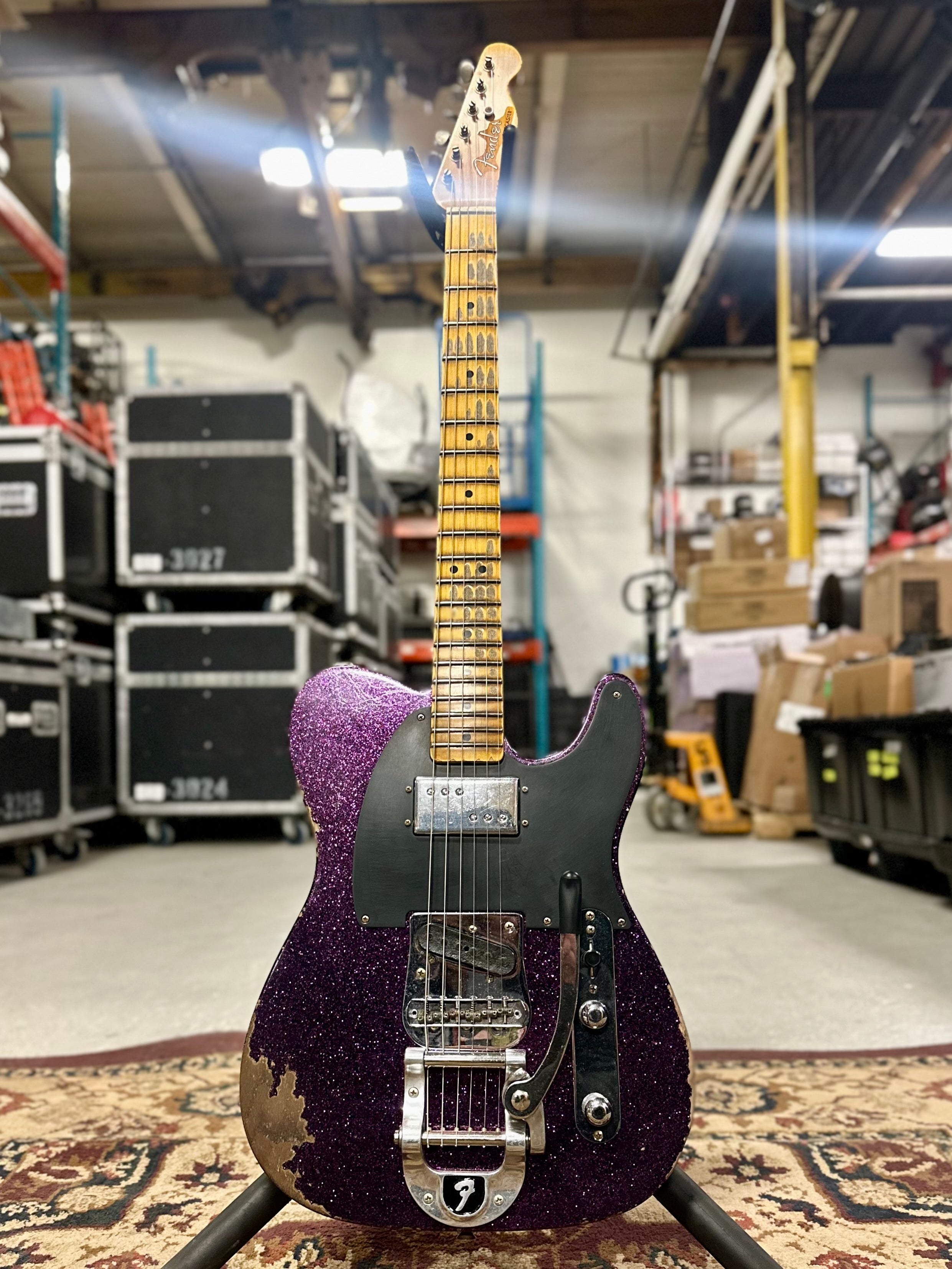 Fender Custom Shop CuNiFe Blackguard Bigsby Telecaster Heavy Relic, Maple Neck, Magenta Sparkle
