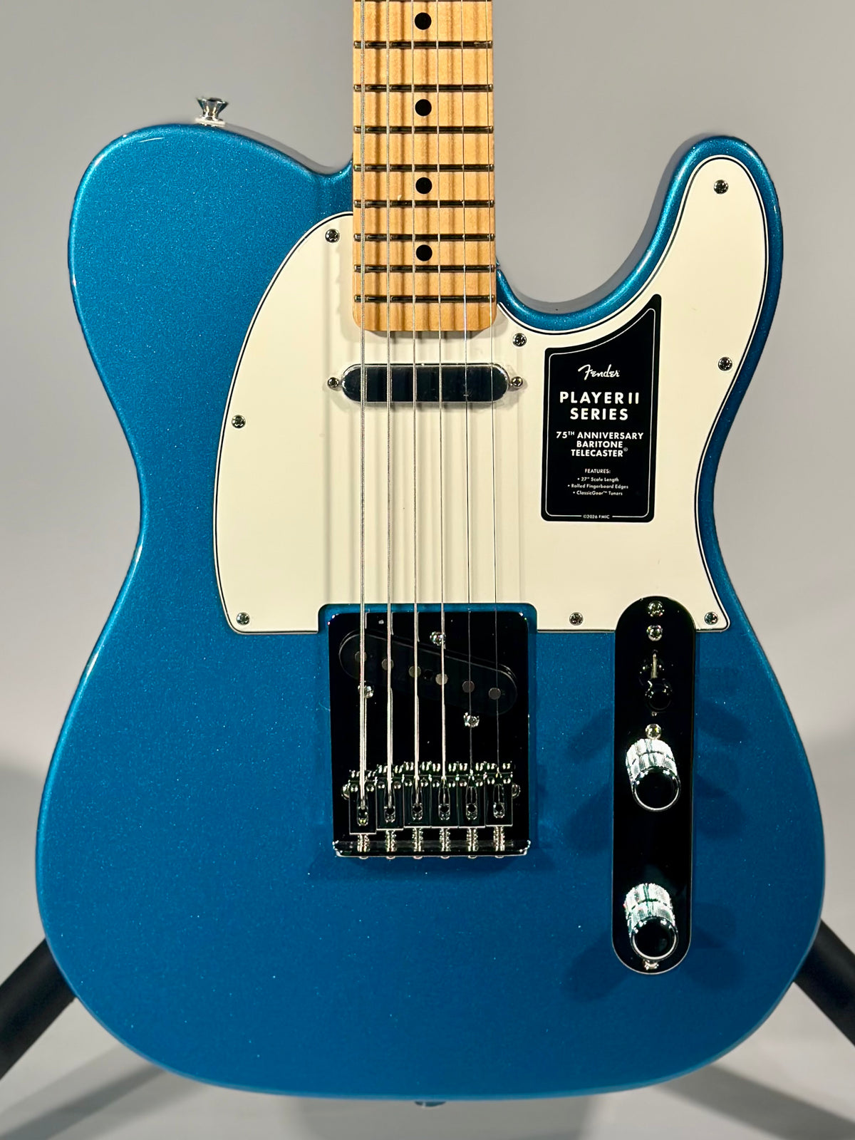 Fender 75th Anniversary Player II Baritone Telecaster, Lake Placid Blue