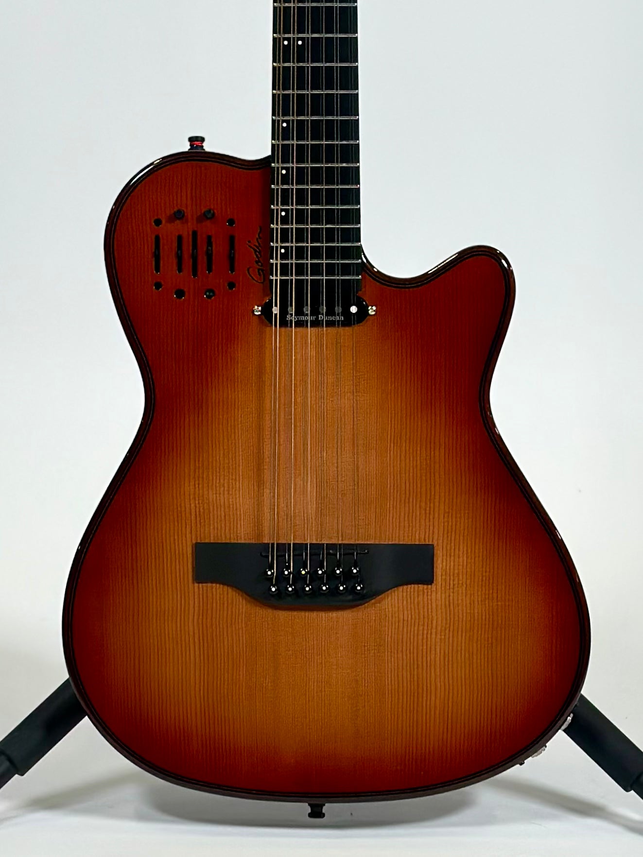Godin A12 Ultra Deluxe 12 String Electric Guitar, Natural Lightburst