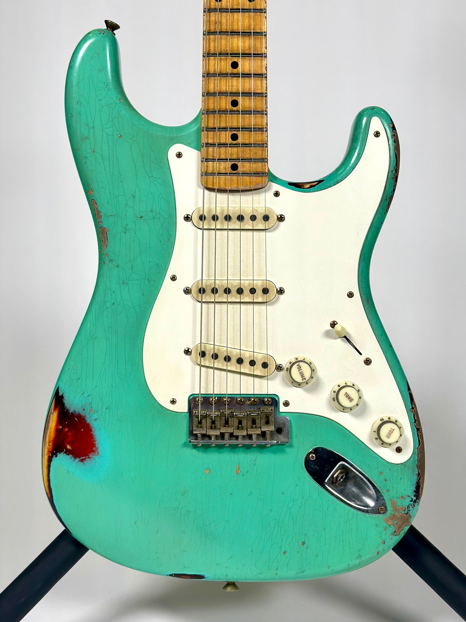 Fender Custom Shop Kyle McMillin Masterbuilt, 56' Stratocaster Relic, Faded Sea Foam Green over Chocolate 3-Tone Sunburst