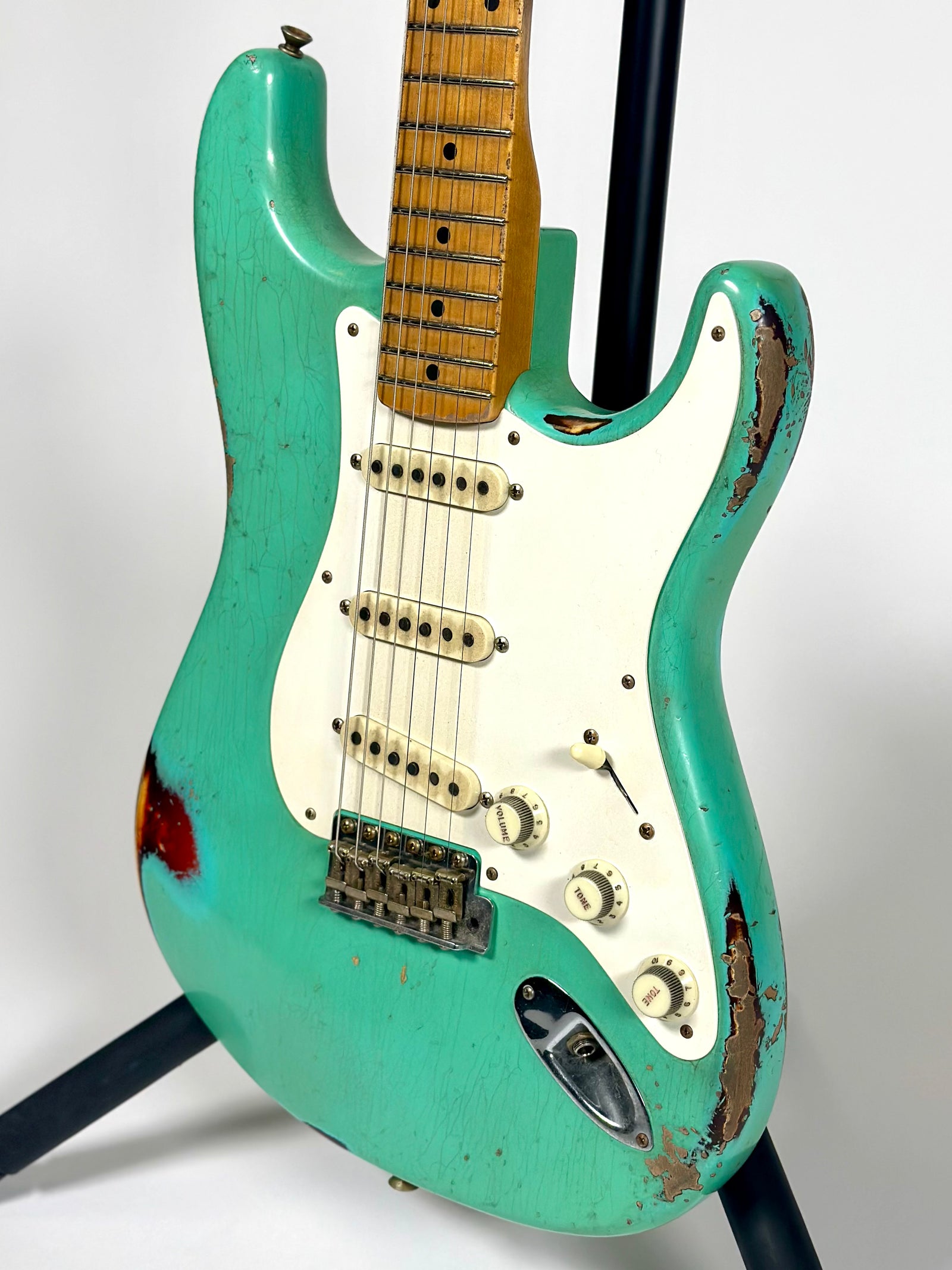 Fender Custom Shop Kyle McMillin Masterbuilt, 56' Stratocaster Relic, Faded Sea Foam Green over Chocolate 3-Tone Sunburst
