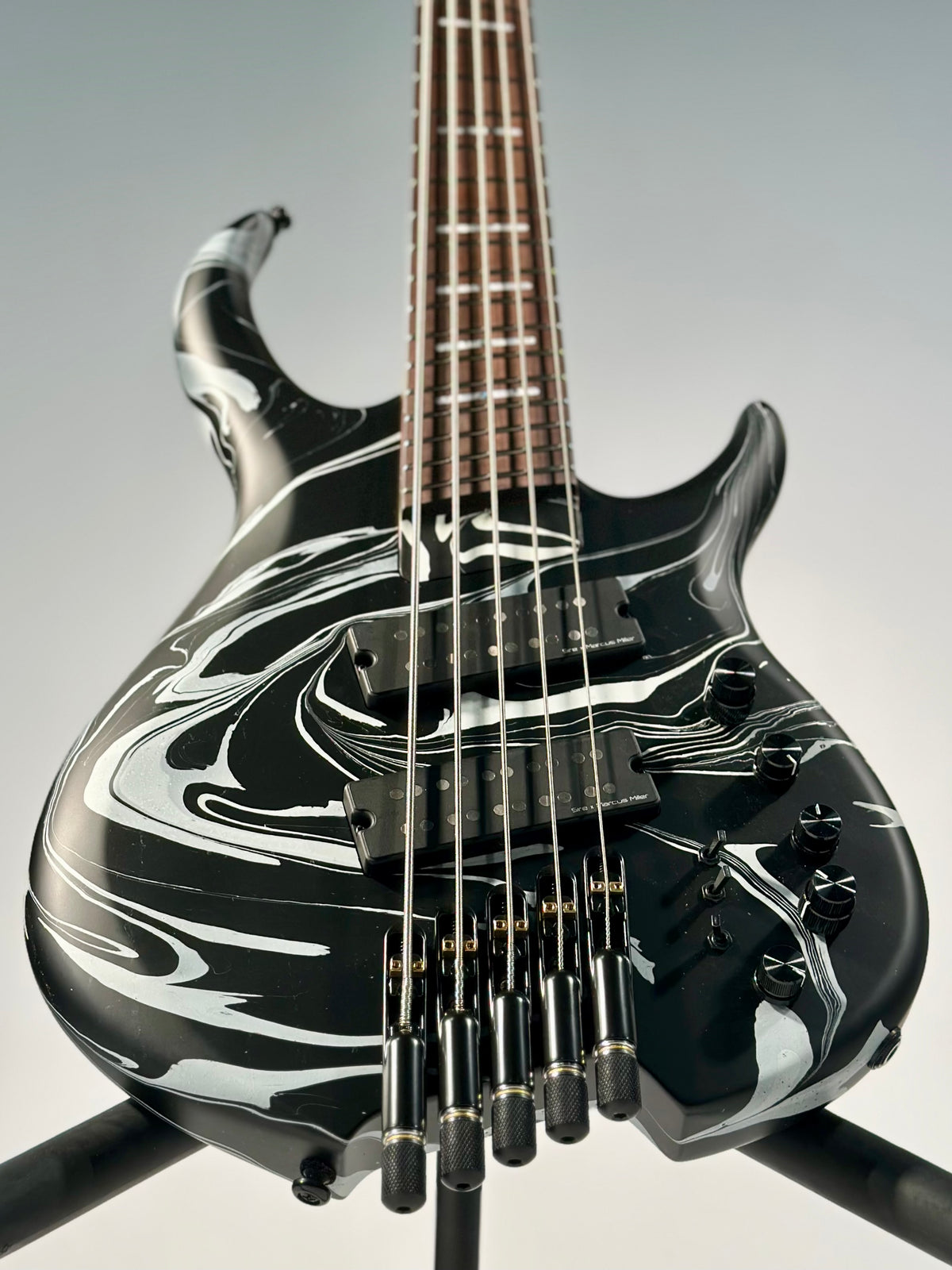Sire Marcus Miller M6 5-String Headless Bass, Black Swirl
