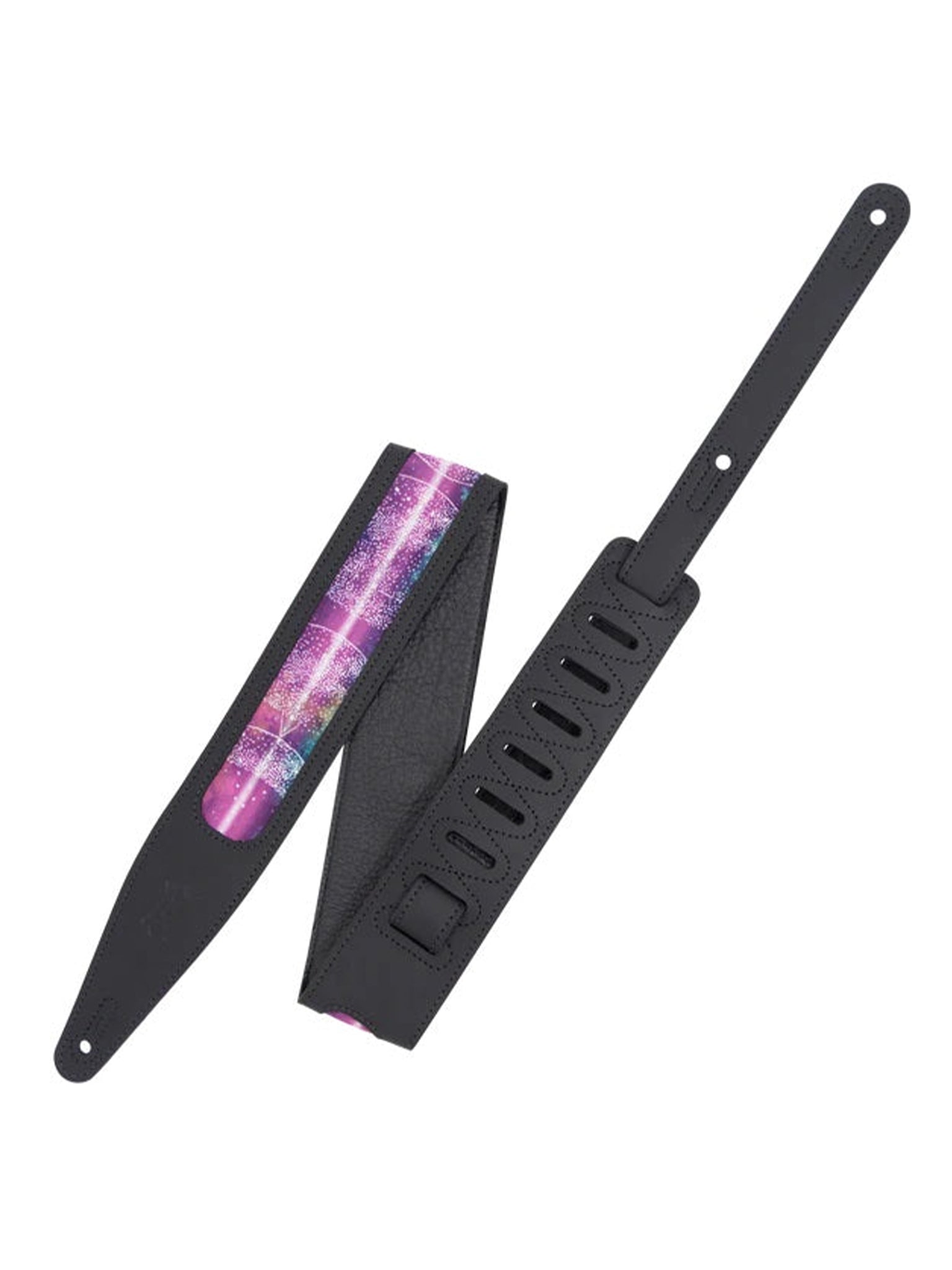 Levy's MG317Z-BLK 2.5" Wide Leather Strap with Cosmic Print, Black