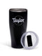 Taylor Travel Coffee Mug, Black with White Logo, 20oz