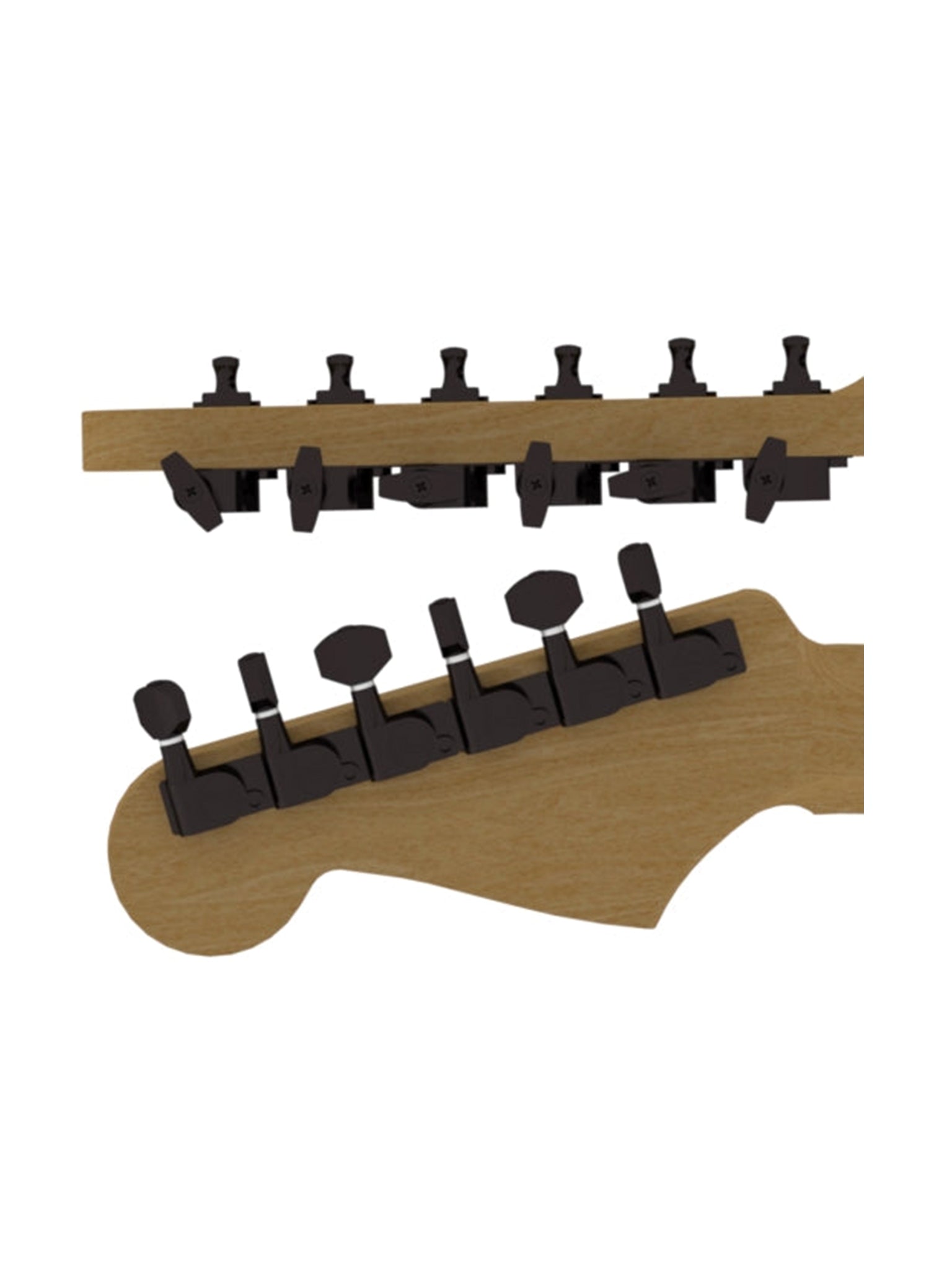 Hipshot Guitar Tuner Upgrade Kit, 6 Inline, Classic Closed, Black, Staggered