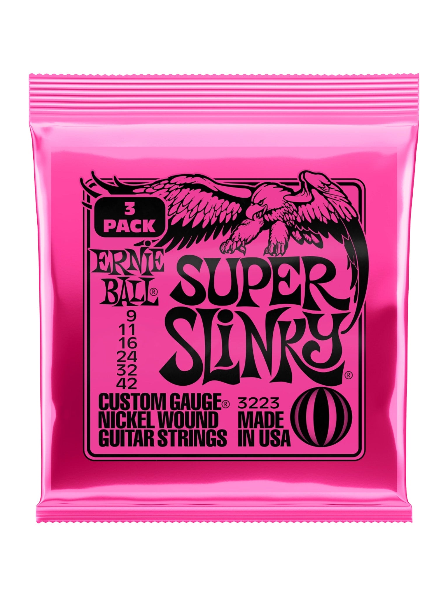 Ernie Ball 3-Pack Super Slinky Electric Strings 9-42