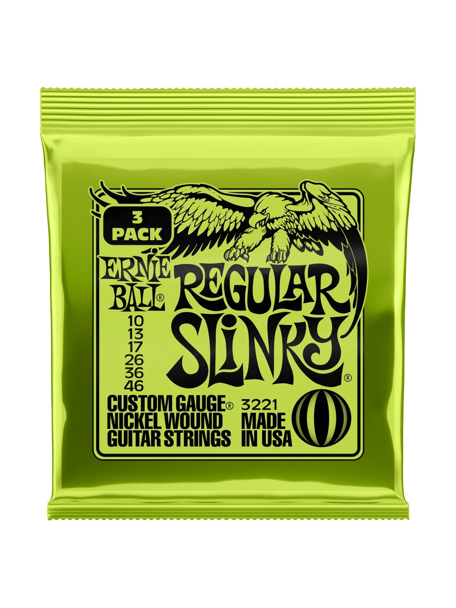 Ernie Ball 3-Pack Regular Slinky Electric Strings 10-46