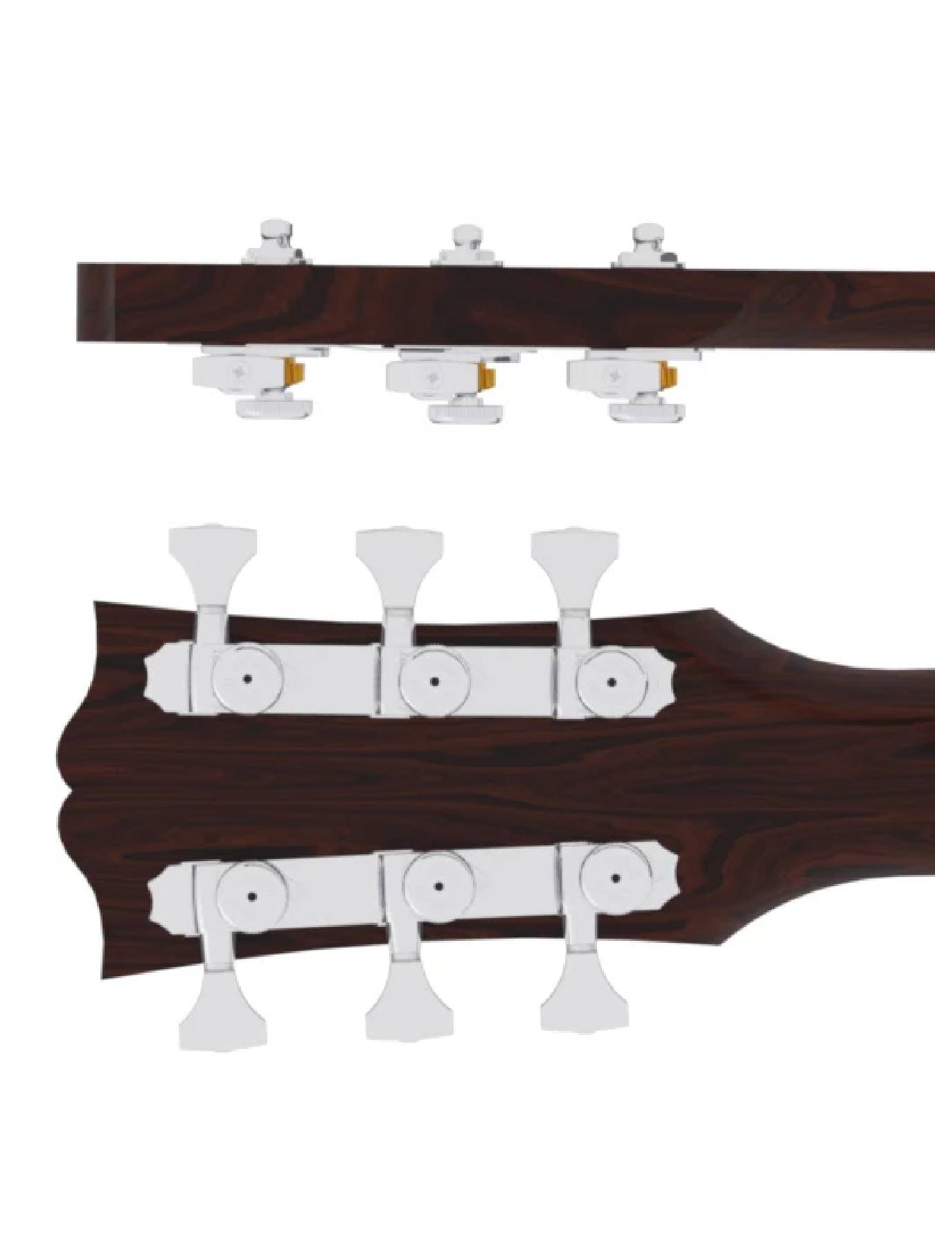 Hipshot Guitar Tuner Upgrade Kit, 3+3, Grip Lock, Open, Chrome