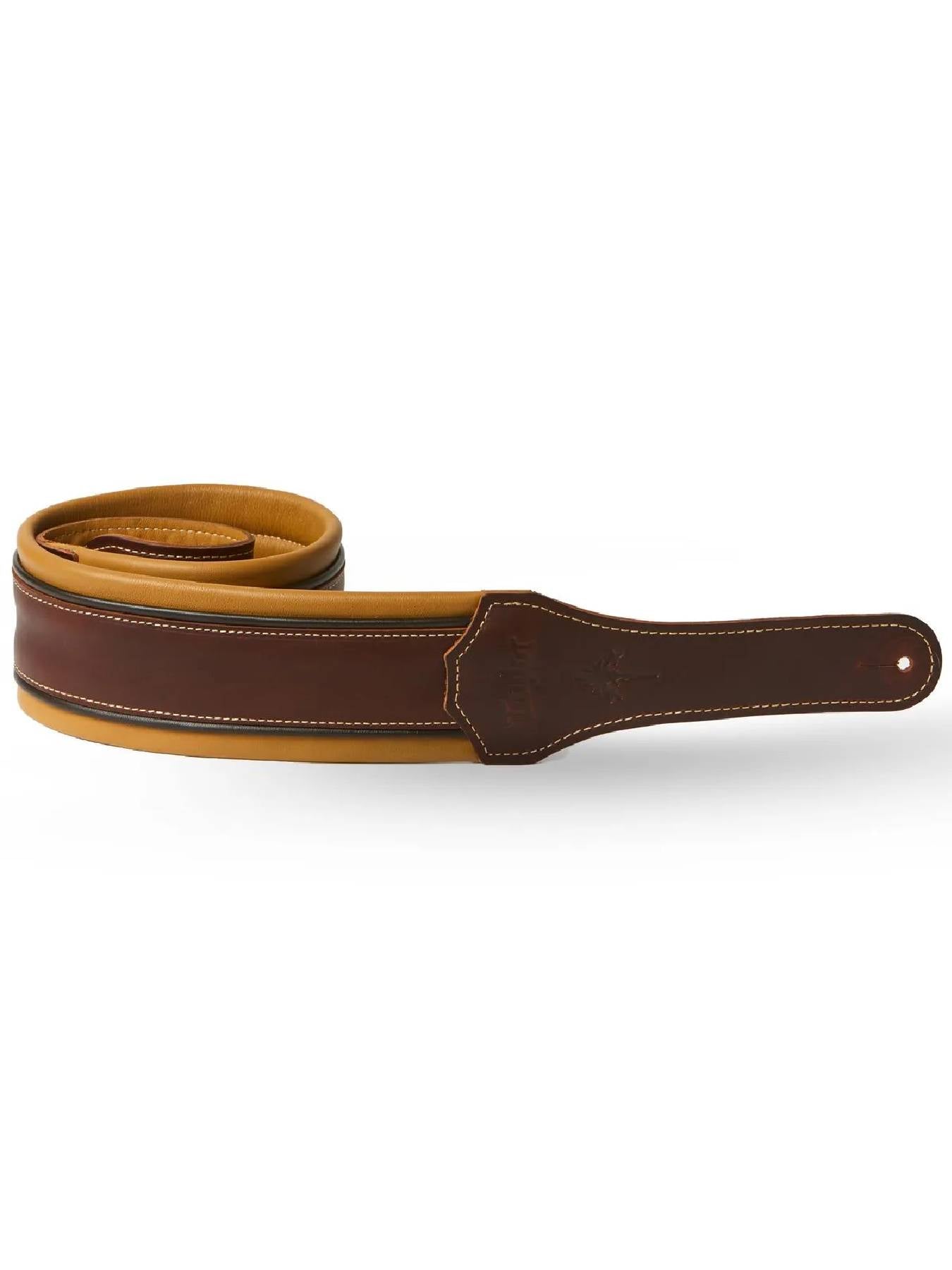 Taylor Ascension Leather Guitar Strap, Cordovan/Black/Butterscotch, 3