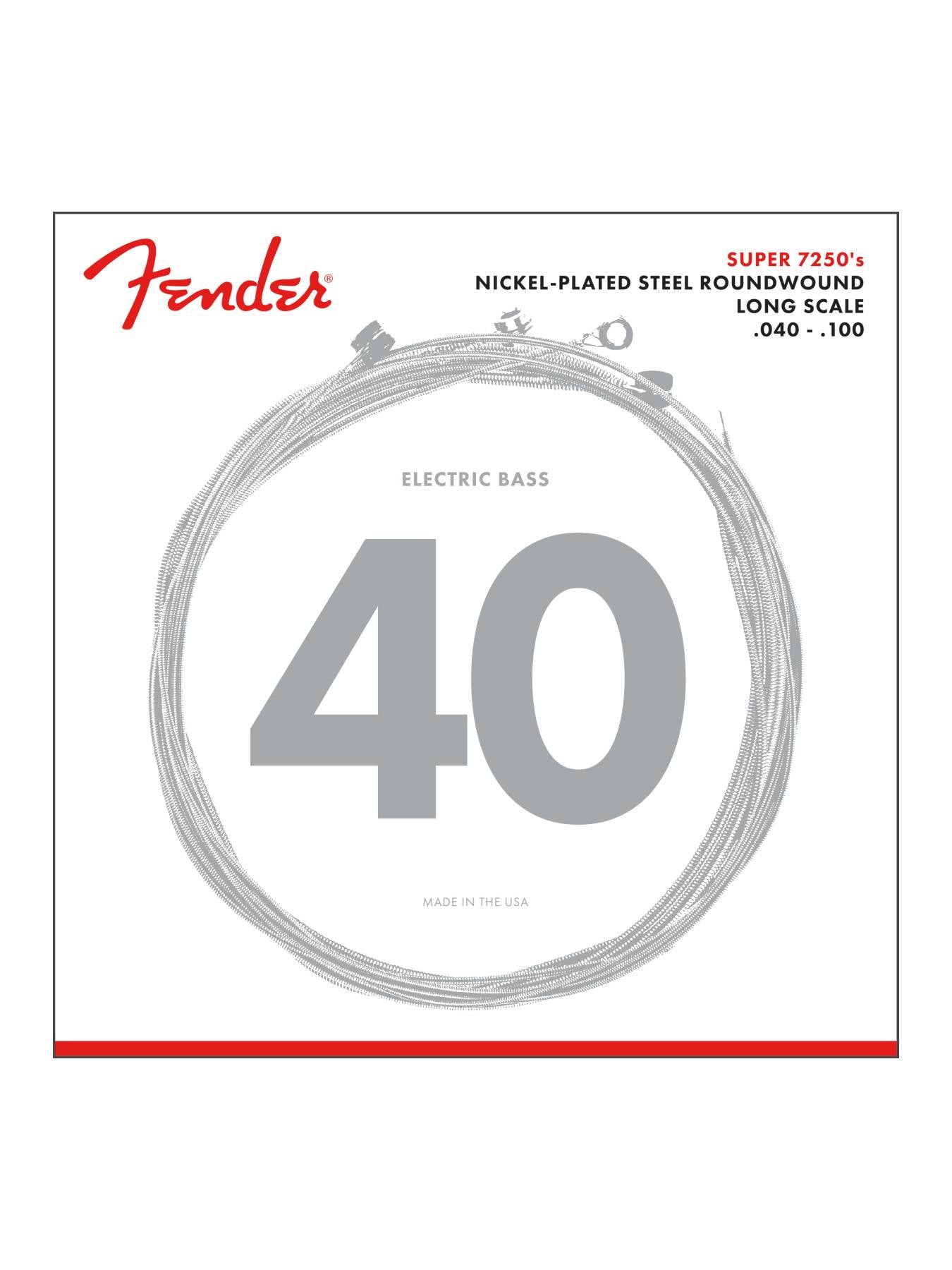 Fender Super 7250's Nickel Plated Steel Bass Strings, Long Scale .040 - .100