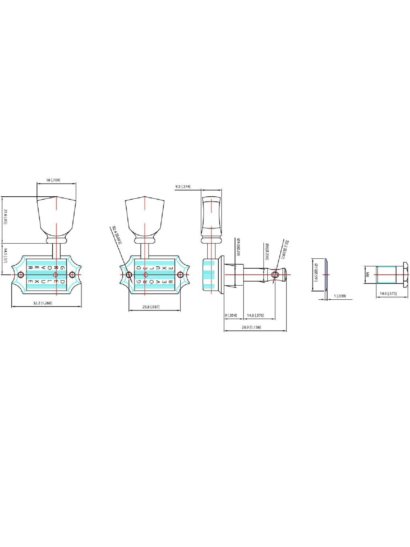 Grover GR135N 3+3 Vintage Tulip Button Machine Heads, Nickel