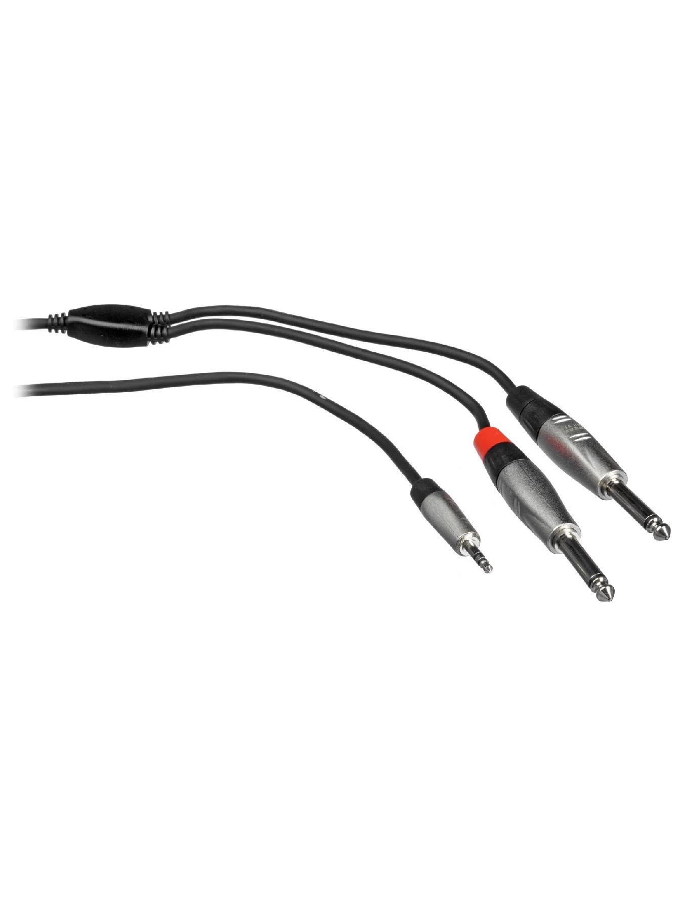 Hosa Pro Stereo Breakout, REAN 3.5 mm TRS to Dual 1/4 in TS, 10 ft