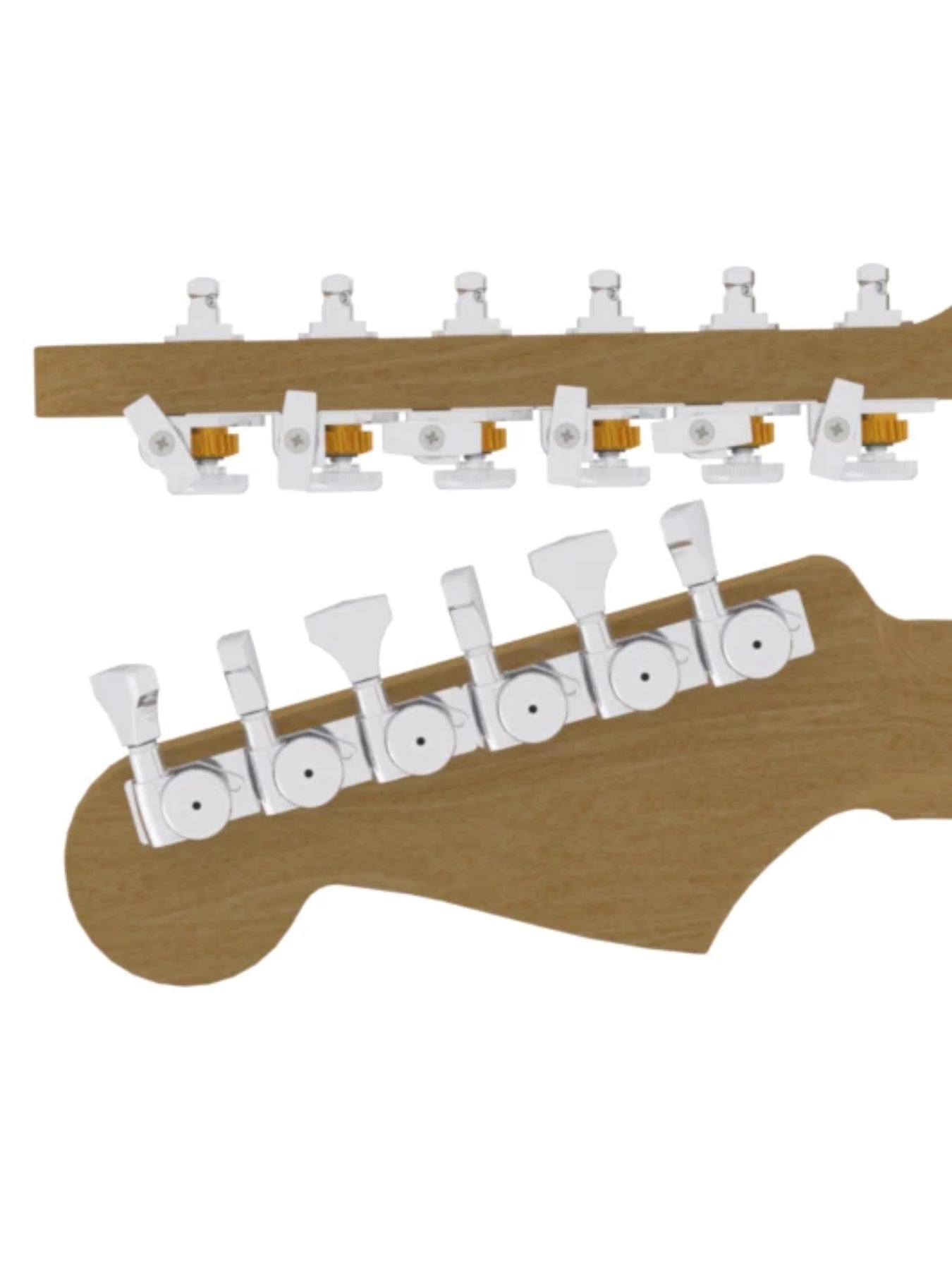 Hipshot Guitar Tuner Upgrade Kit, 6 Inline, Grip Lock, Open, Chrome