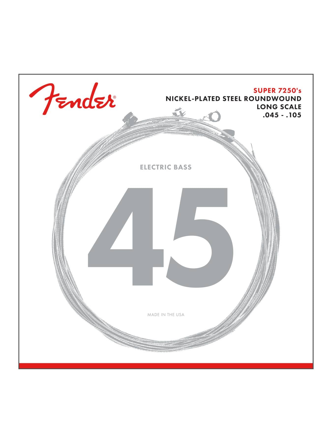 Fender Super 7250's Nickel Plated Steel Bass Strings, Long Scale .045 - .105