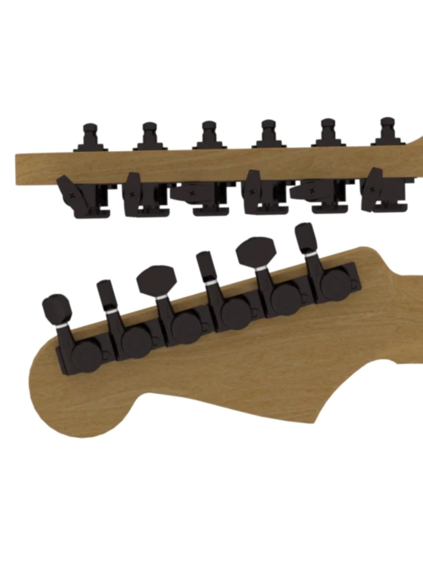 Hipshot Guitar Tuner Upgrade Kit, 6 Inline, Grip Lock, Closed, Black