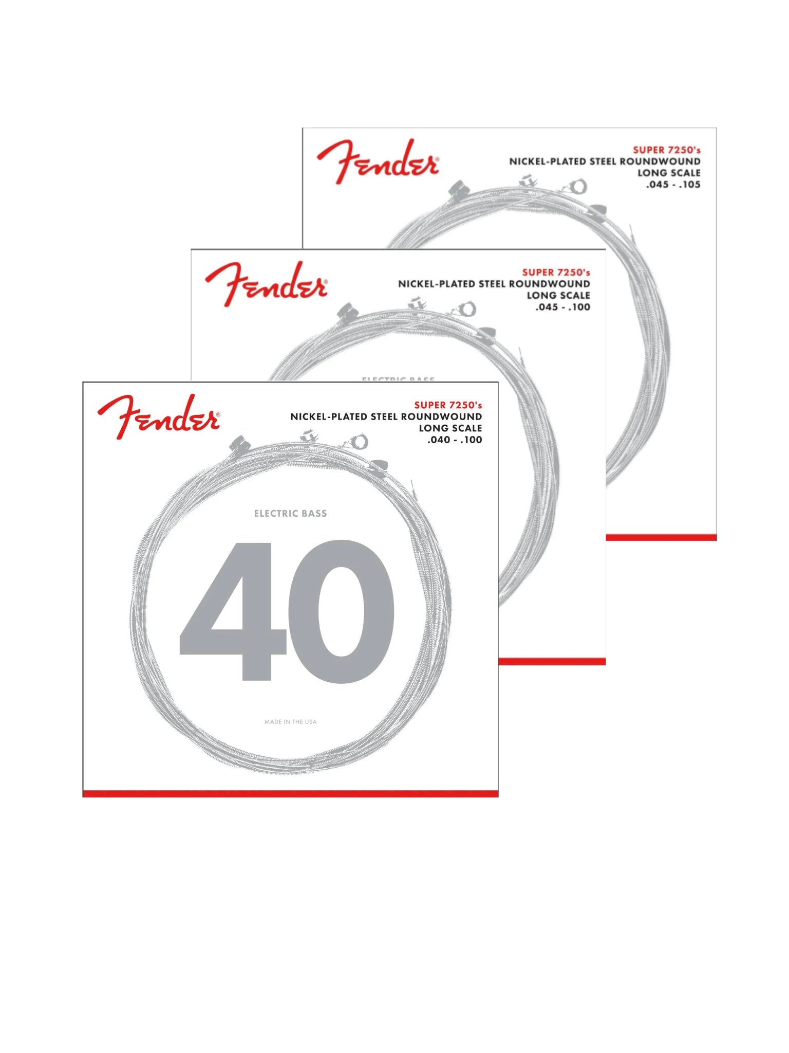 Fender Super 7250's Nickel Plated Steel Bass Strings, Long Scale