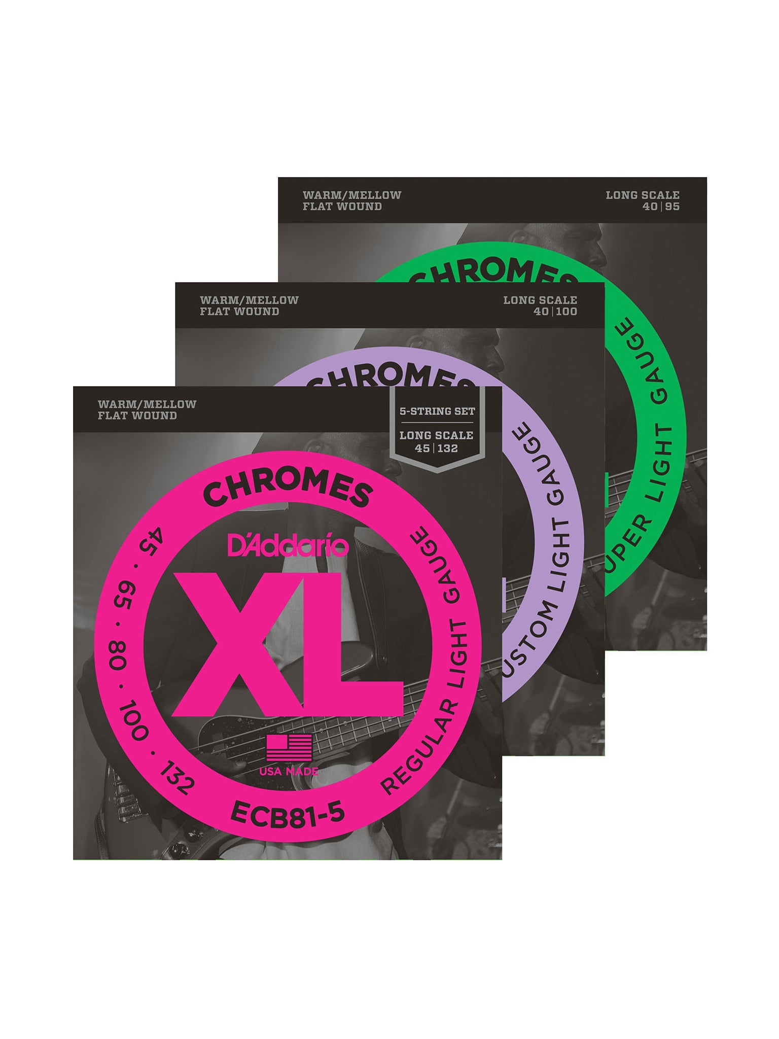 D'Addario Chromes Flat Wound Electric Bass Strings