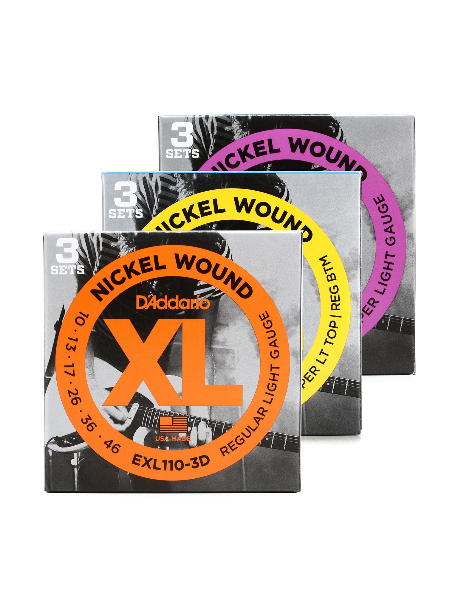 D'Addario EXL Nickel Wound Electric Guitar Strings, 3 Pack