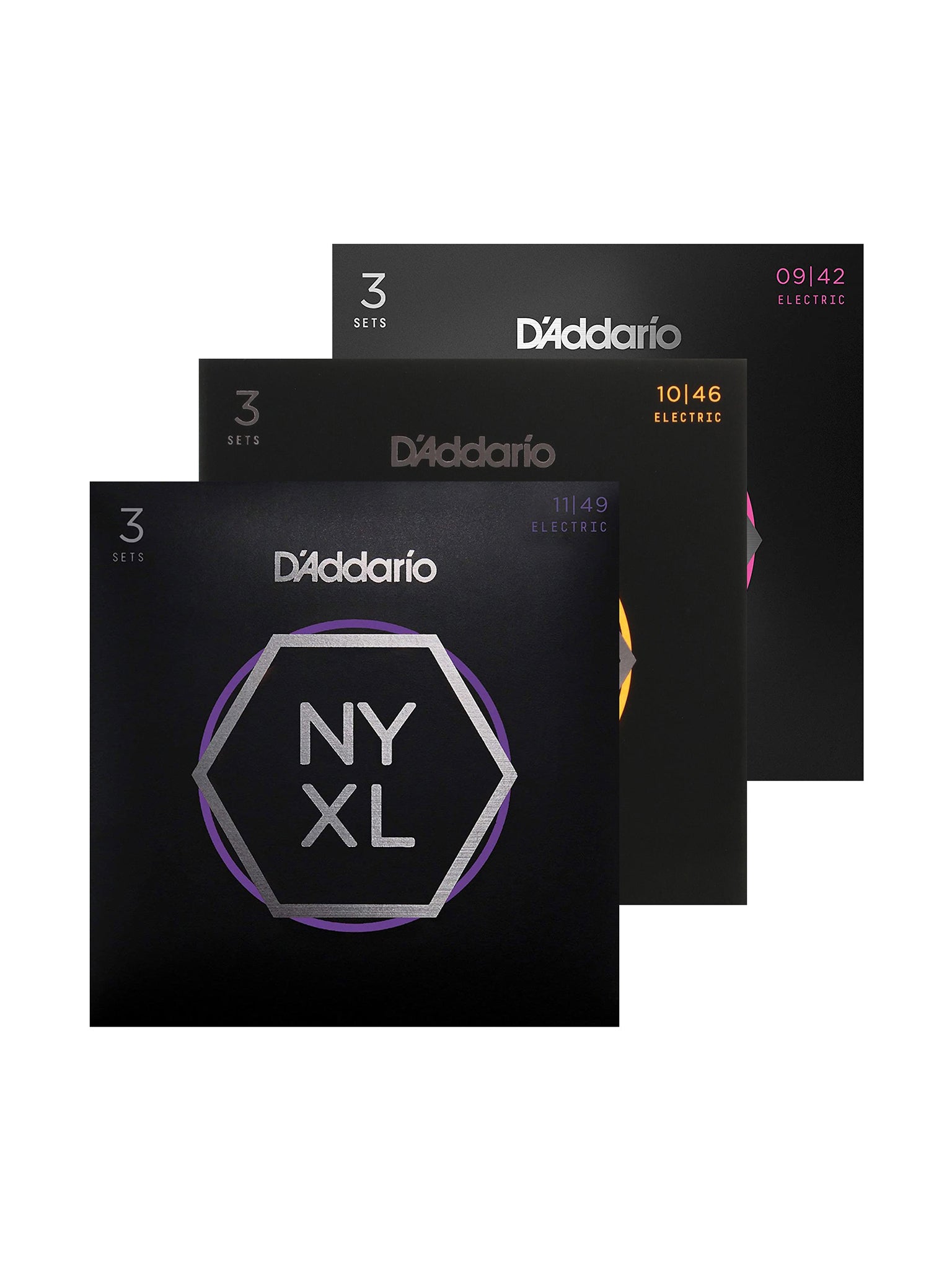 D'Addario NYXL Electric Guitar Strings, 3 Pack