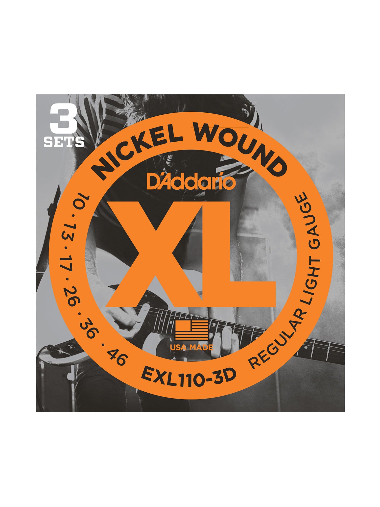 D'Addario EXL Nickel Wound Electric Guitar Strings, 3 Pack