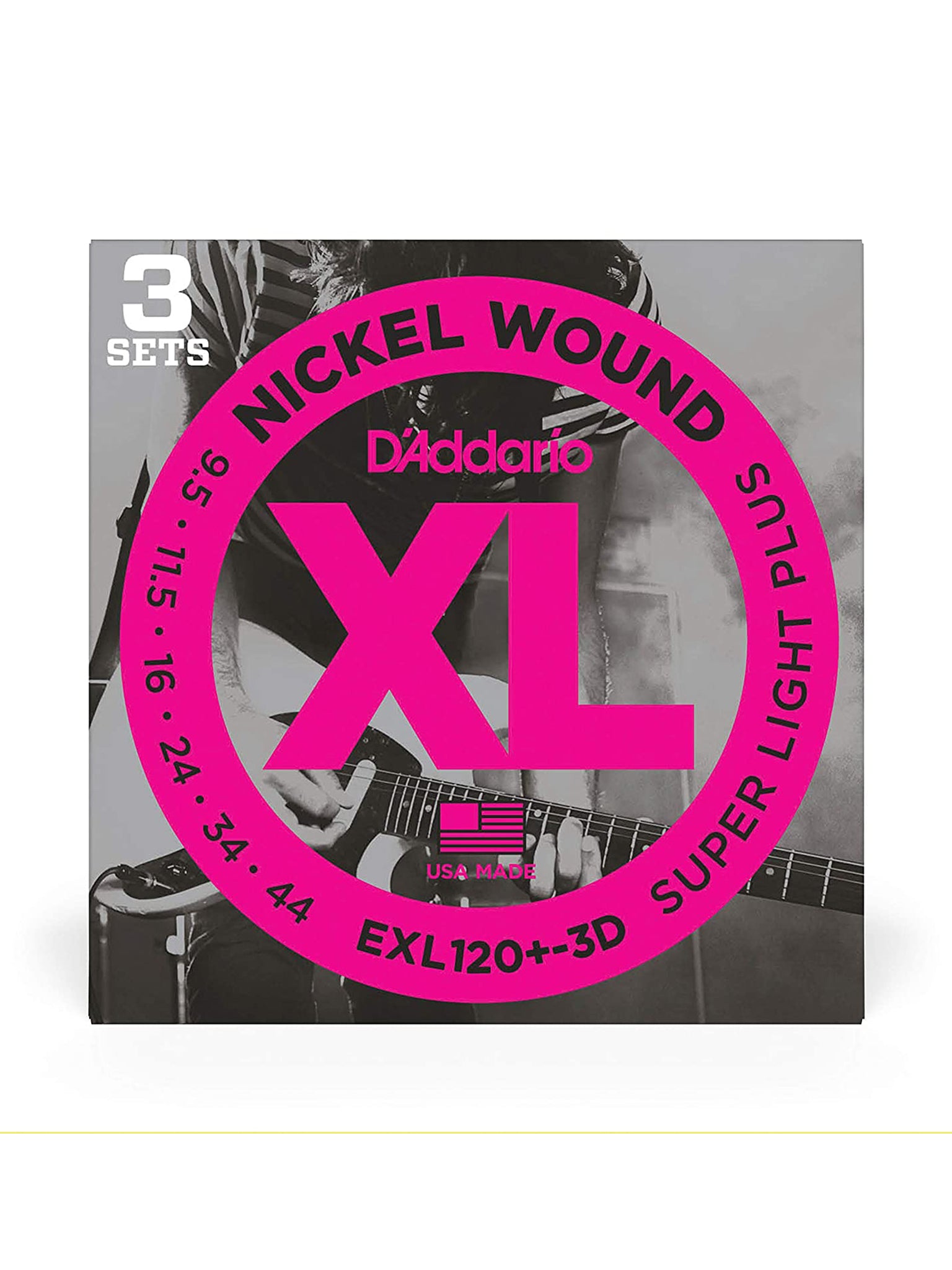 D'Addario EXL Nickel Wound Electric Guitar Strings, 3 Pack