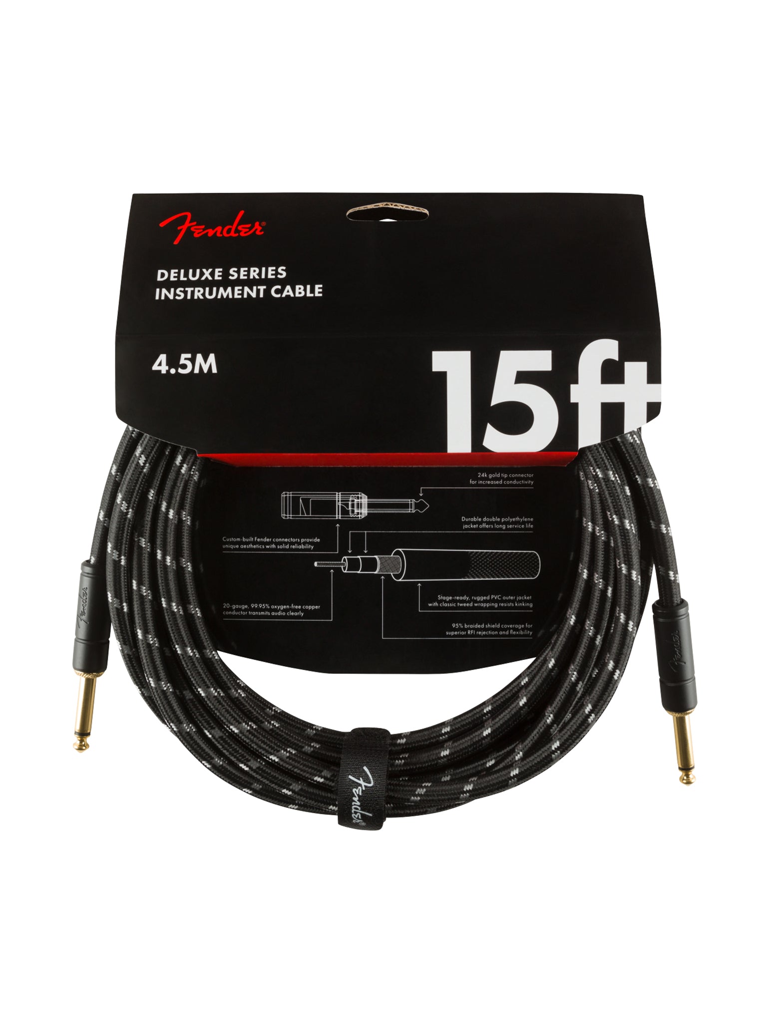 Fender Deluxe Series Instrument Cable, Straight/Straight, Black Tweed