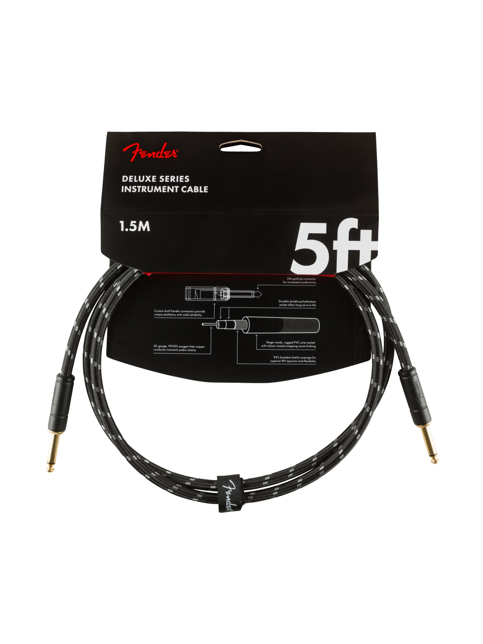Fender Deluxe Series Instrument Cable, Straight/Straight, Black Tweed