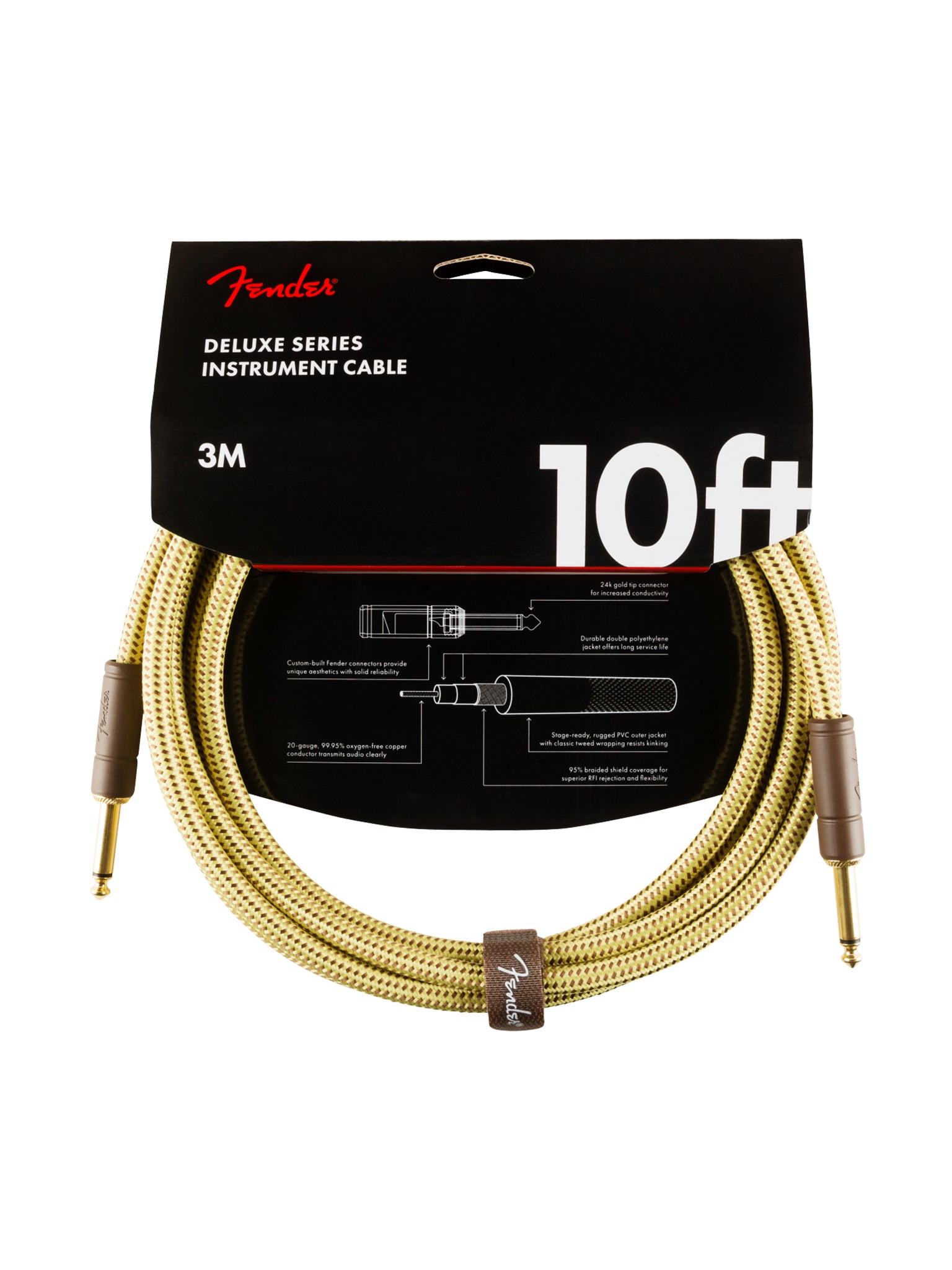 Fender Deluxe Series Instrument Cable, Straight/Straight, Tweed