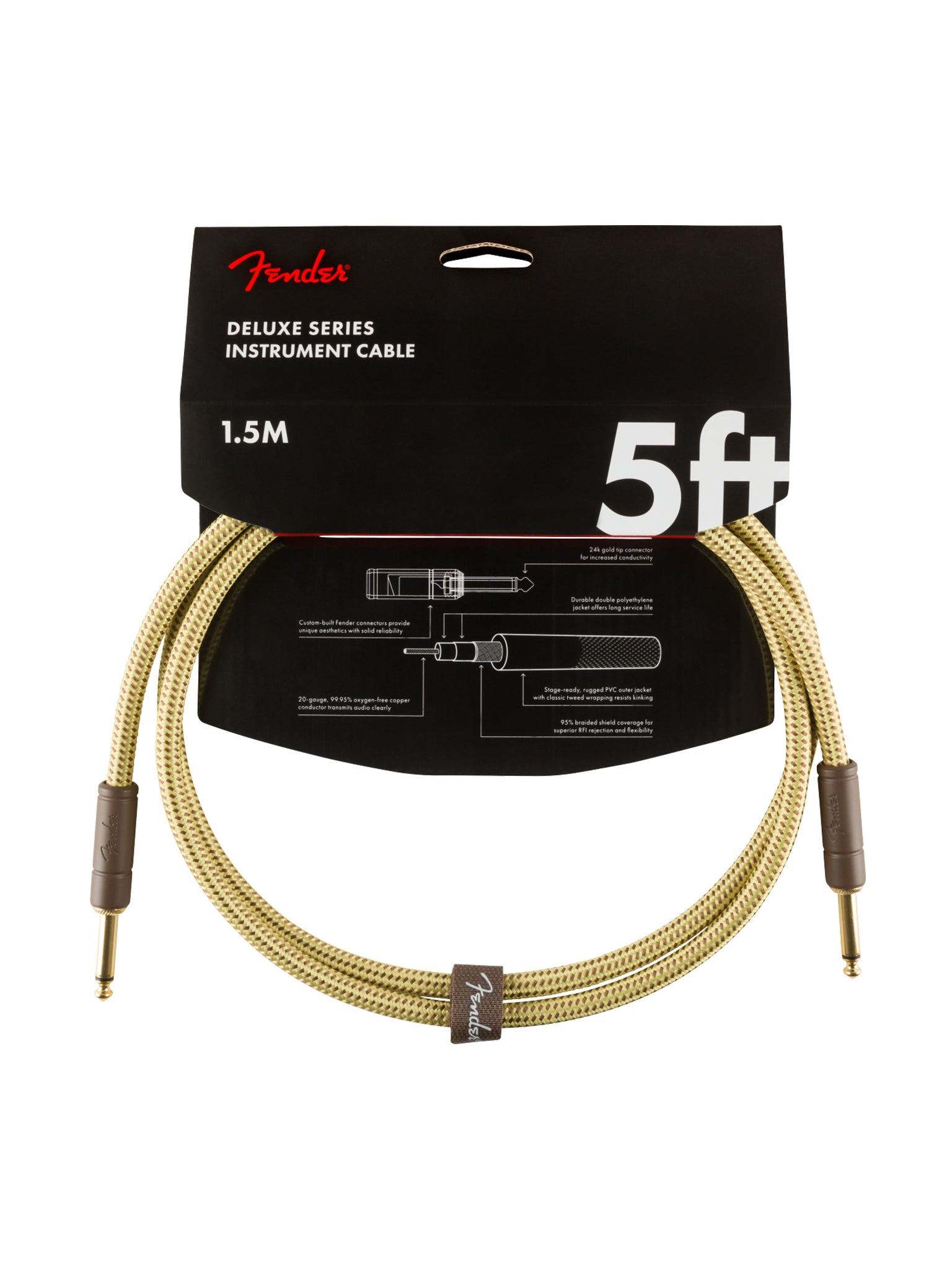 Fender Deluxe Series Instrument Cable, Straight/Straight, Tweed