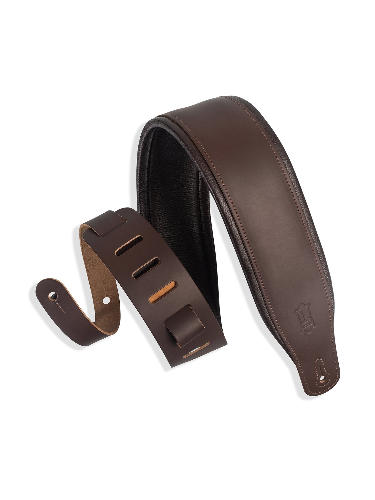 Levy's M26PD-DBR_DBR 3" Wide Top Grain Leather Guitar Strap