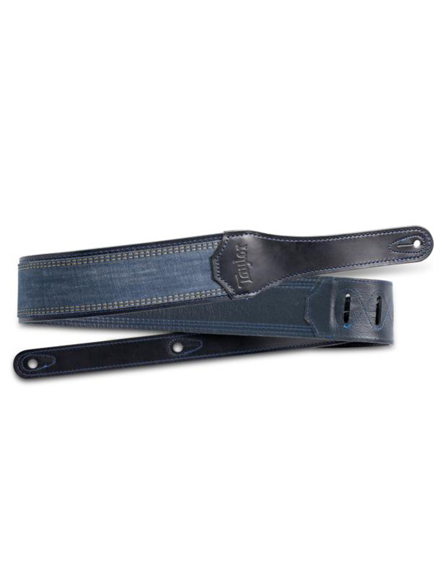 Taylor Navy Blue Denim/Leather Strap, Embossed Logo, 2.5"