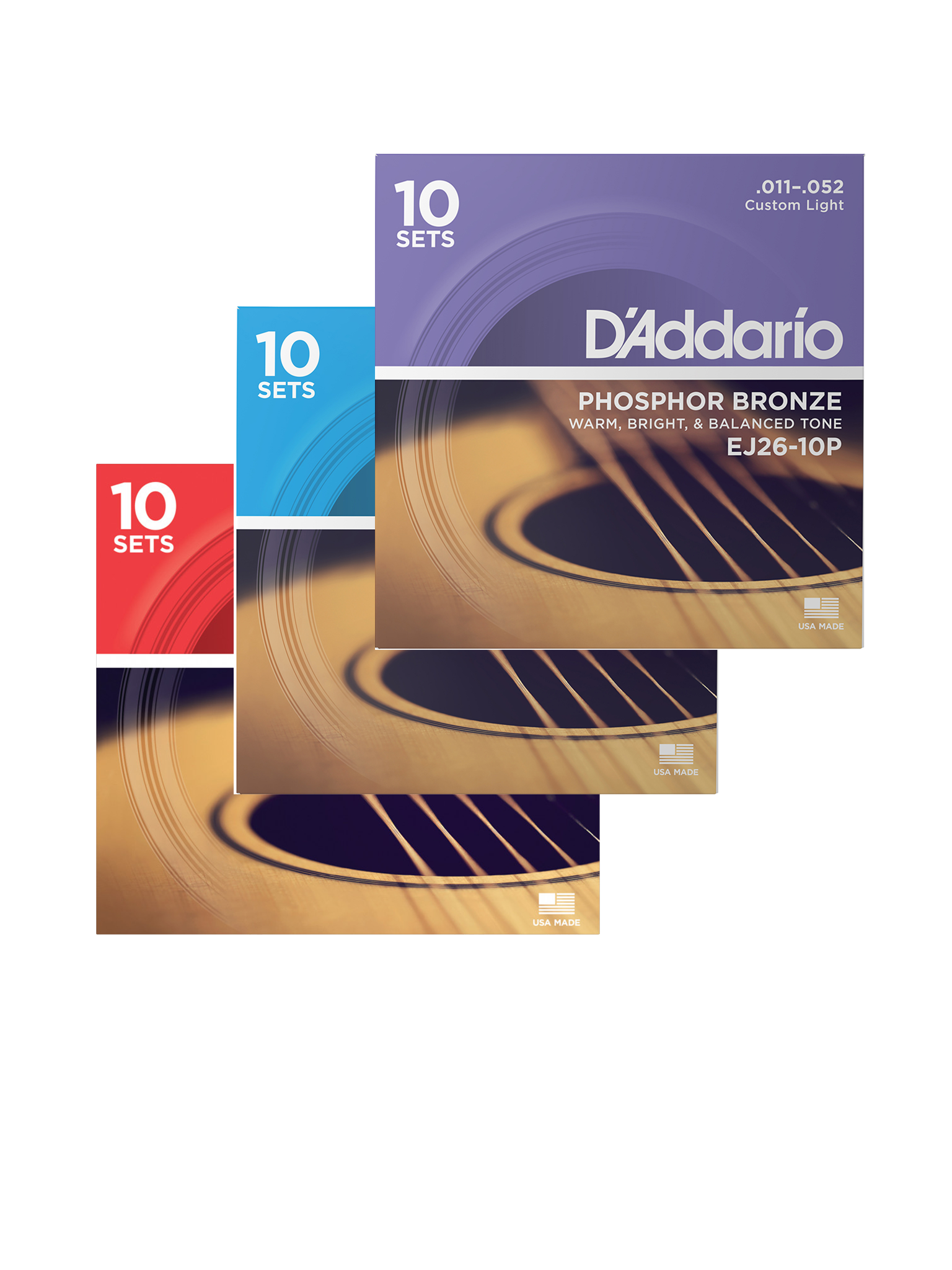D'Addario Phosphor Bronze Acoustic Guitar Strings, 10 Pack