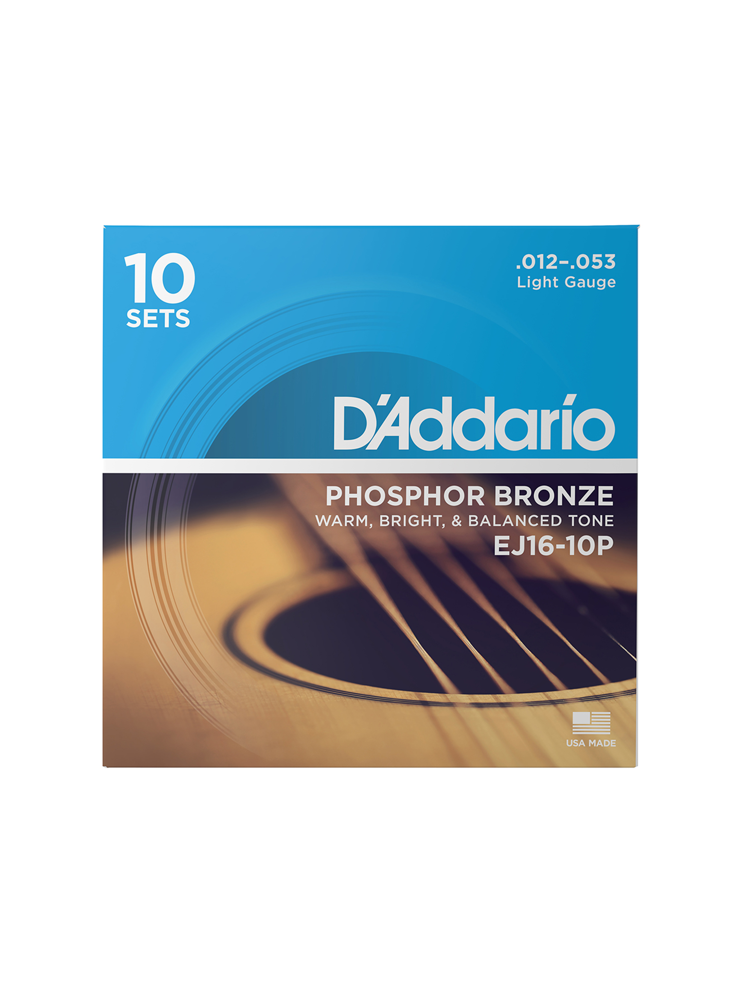 D'Addario Phosphor Bronze Acoustic Guitar Strings, 10 Pack