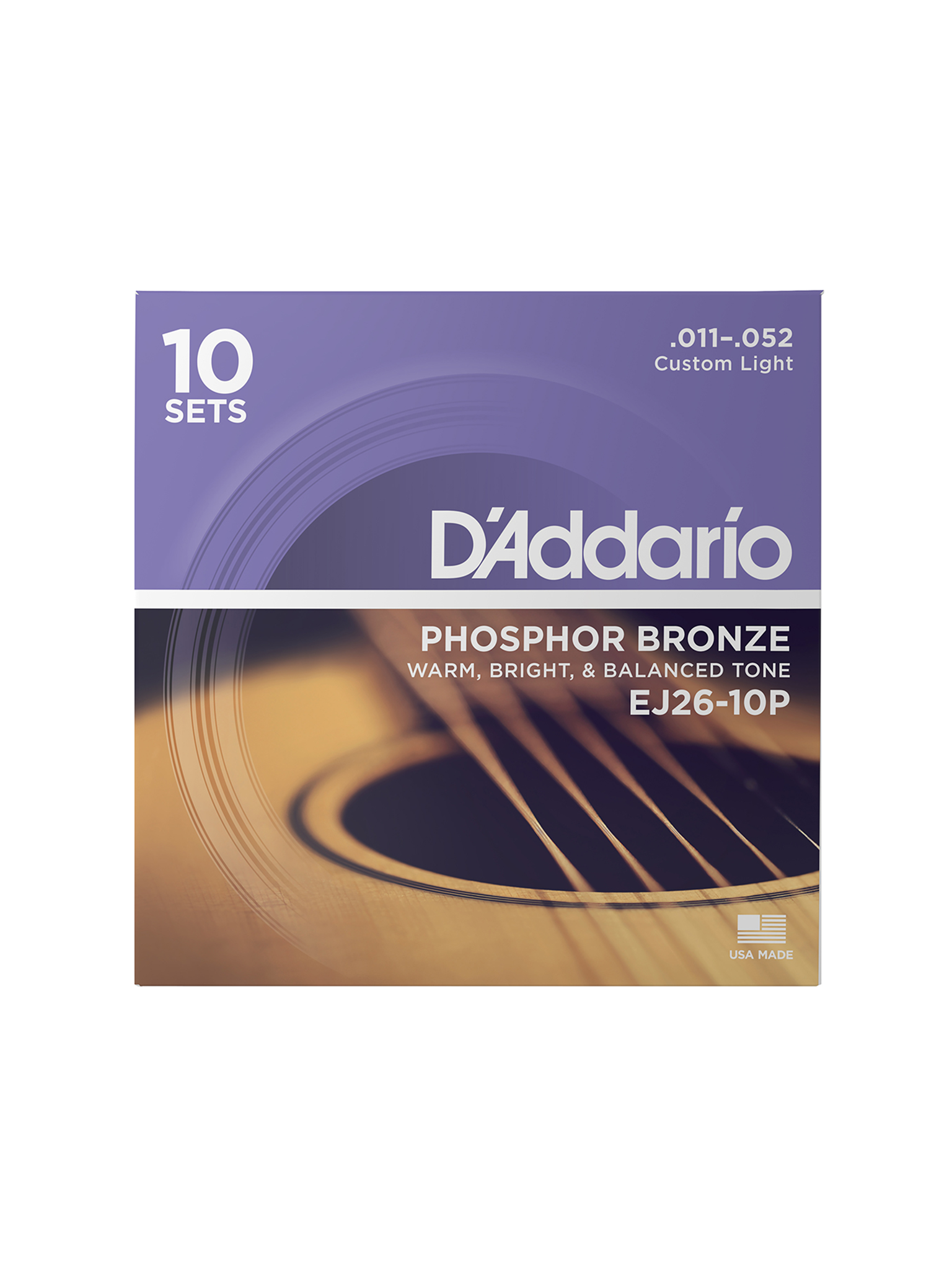 D'Addario Phosphor Bronze Acoustic Guitar Strings, 10 Pack