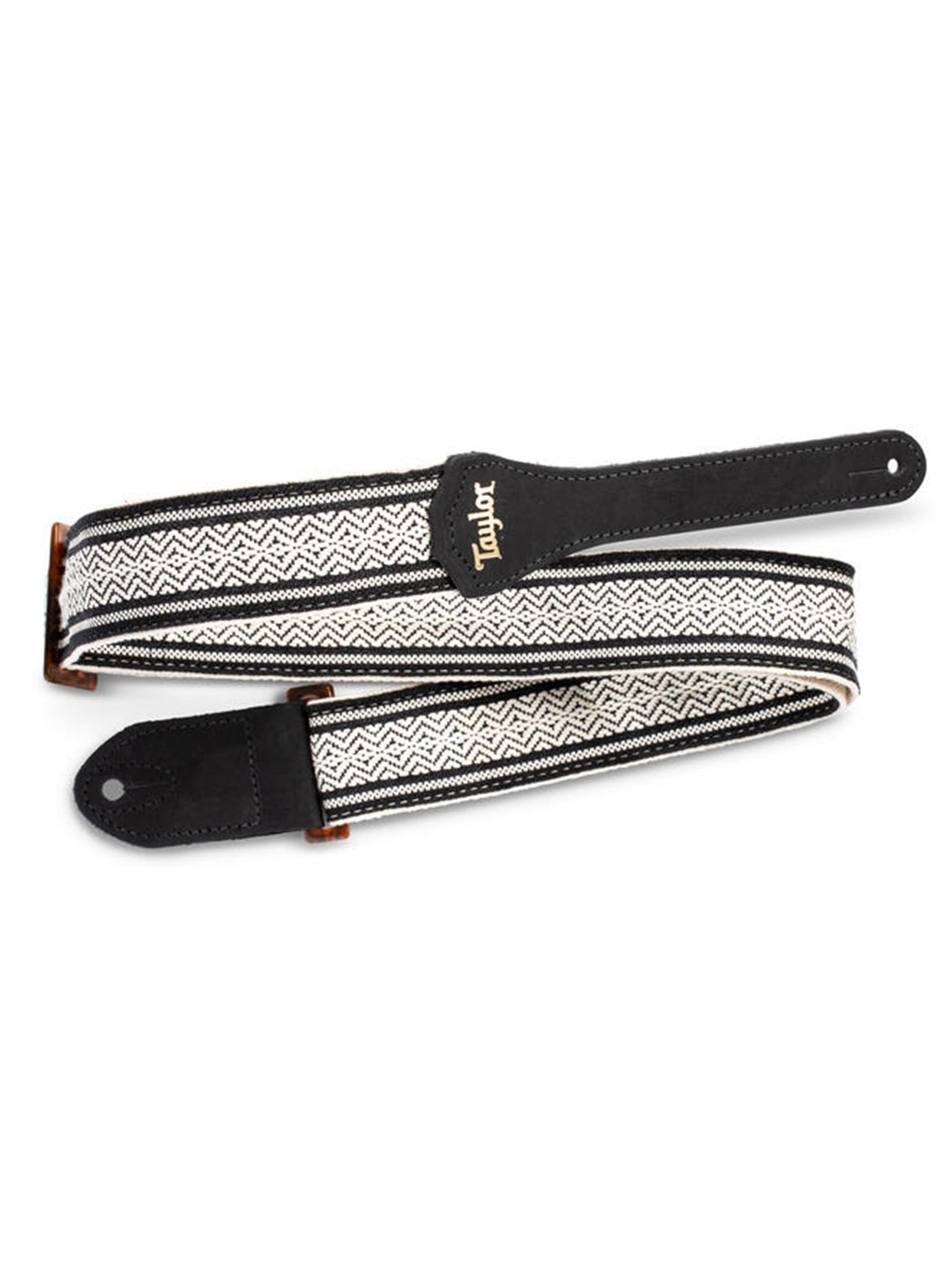 Taylor Academy Strap, White/Black, Jacquard Cotton, 2"